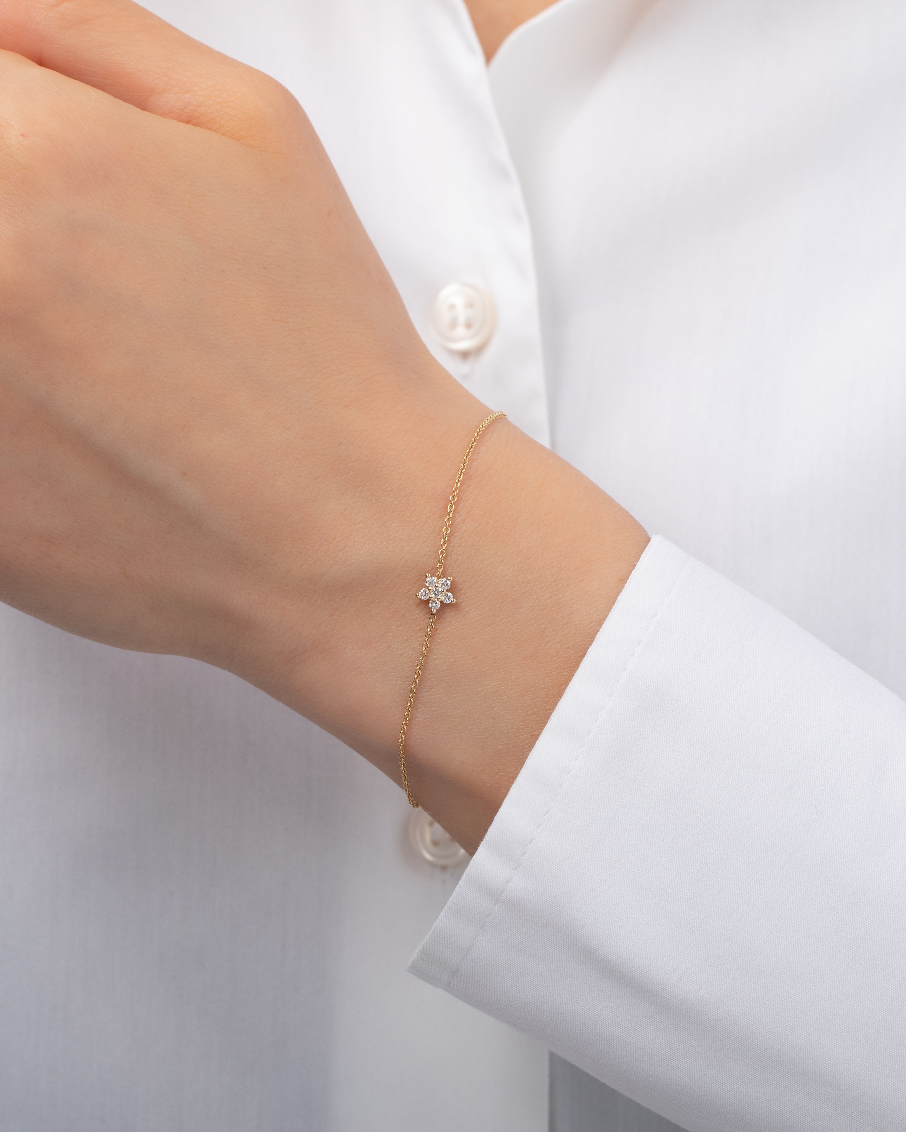 Diamond Set Flower Bracelet SAMPLE SALE Zoe Lev Jewelry