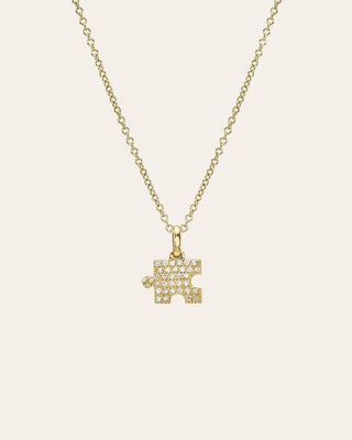 Pave Diamond Puzzle Piece Necklace