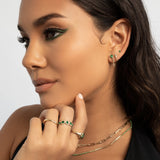 Emerald Pear & Diamond Drop Chain Stud Earrings Zoe Lev Jewelry