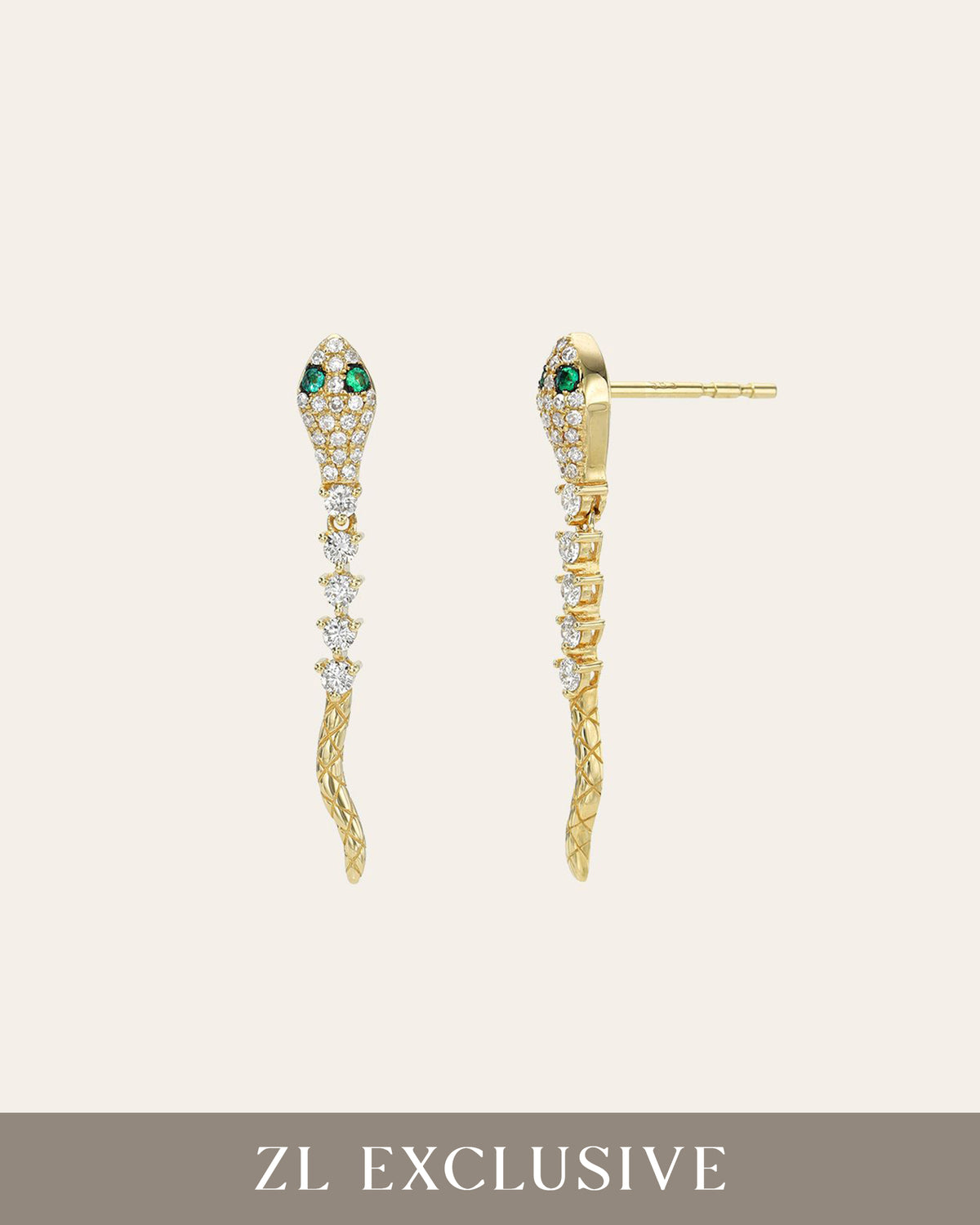 Diamond Snake Stud Earrings