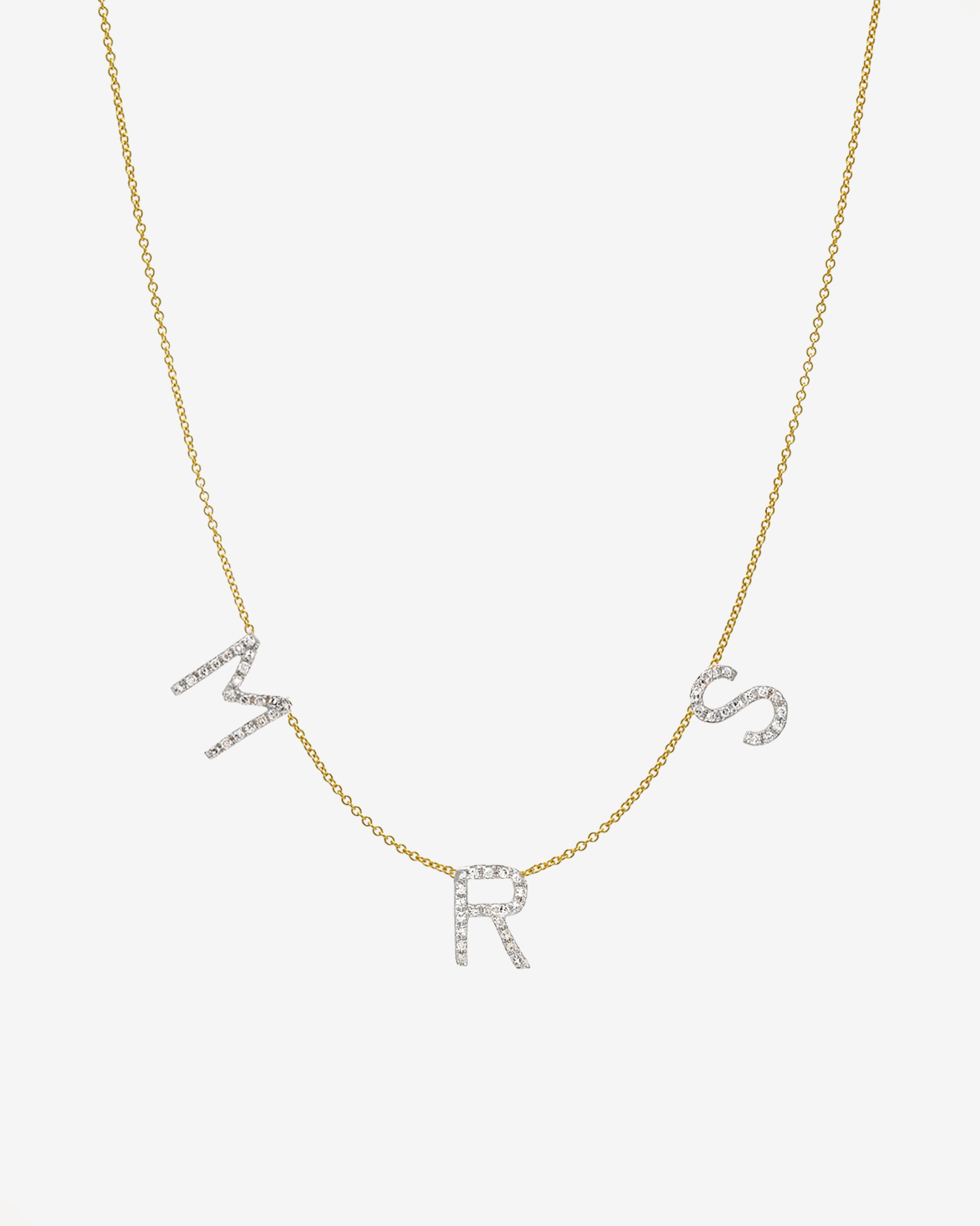 Diamond Spaced Initial Necklace Personalized Zoe Lev Jewelry