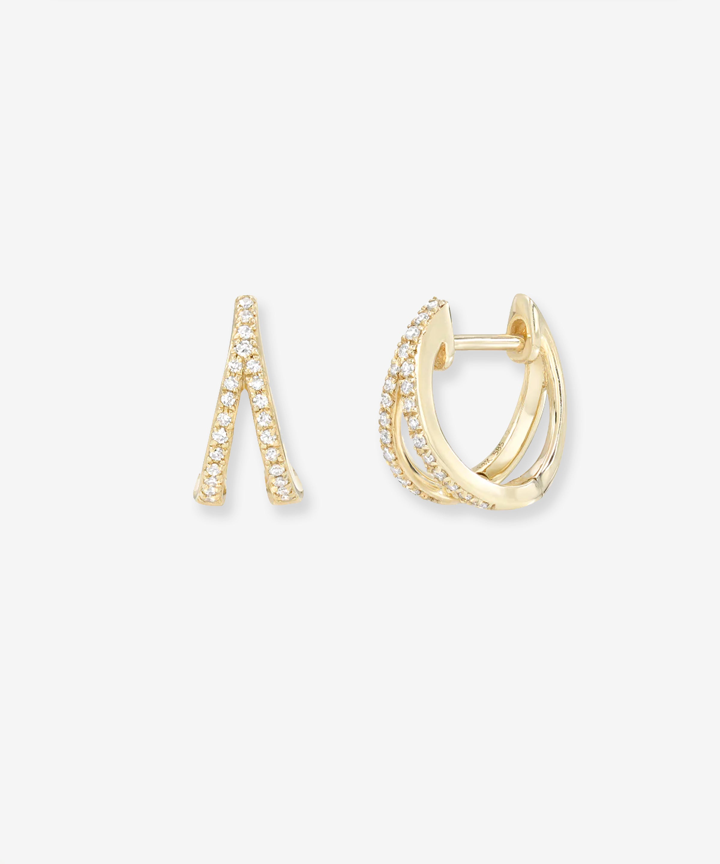 Diamond Split Huggie Earrings Hoops & Huggies Zoe Lev Jewelry