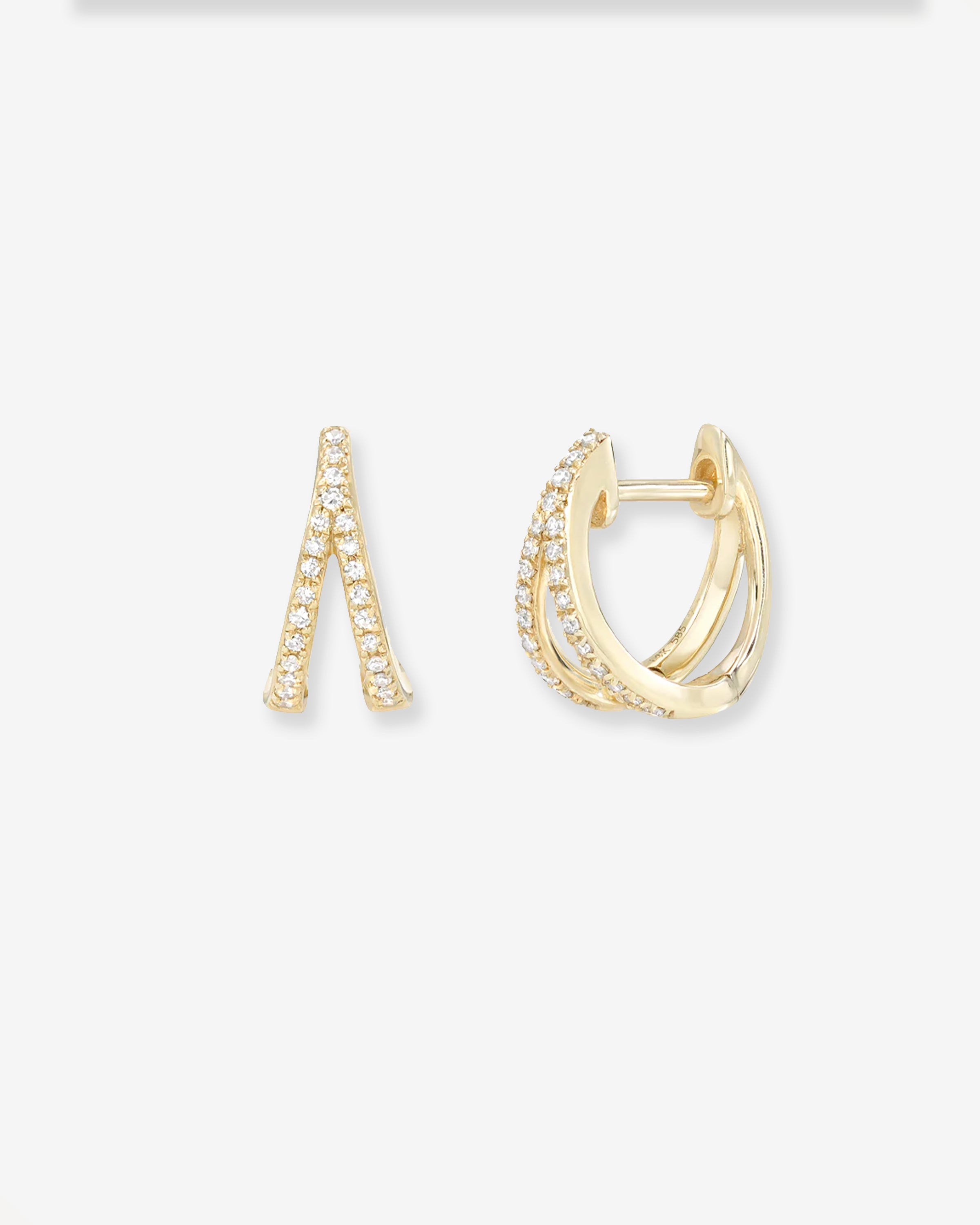Diamond Split Huggie Earrings Hoops & Huggies Zoe Lev Jewelry
