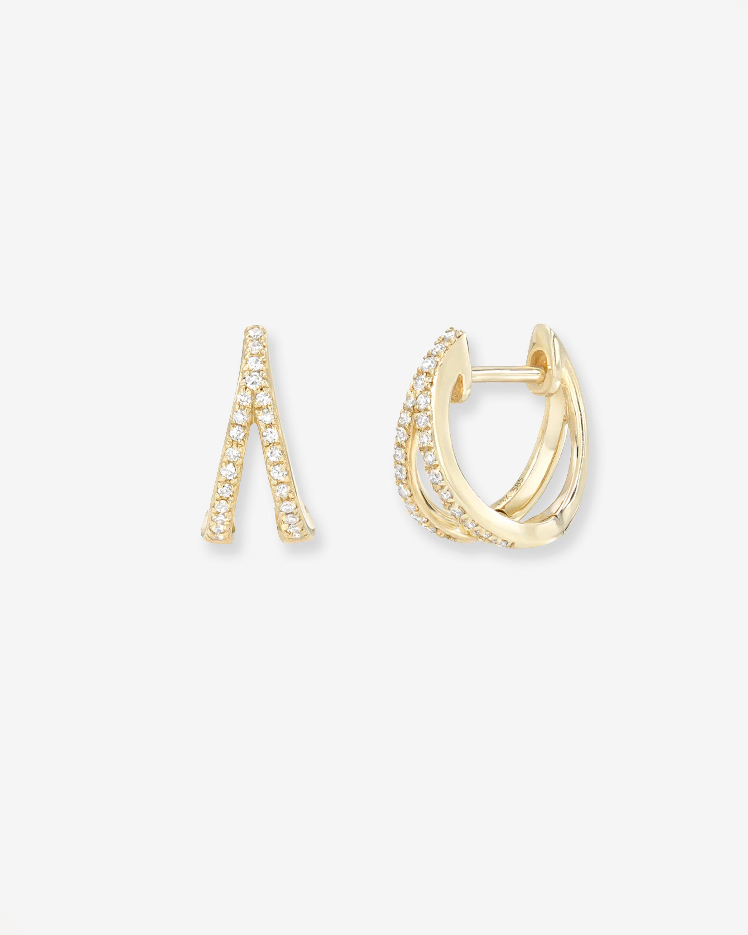 Diamond Split Huggie Earrings Hoops & Huggies Zoe Lev Jewelry