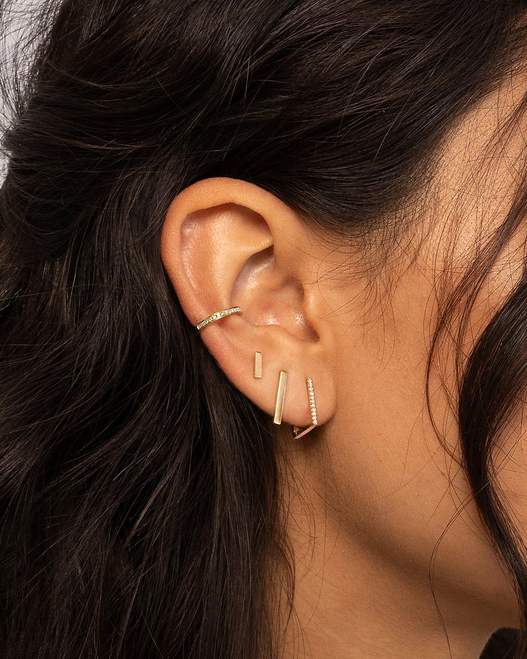 Diamond Square Huggie Earrings SAMPLE SALE Zoe Lev Jewelry