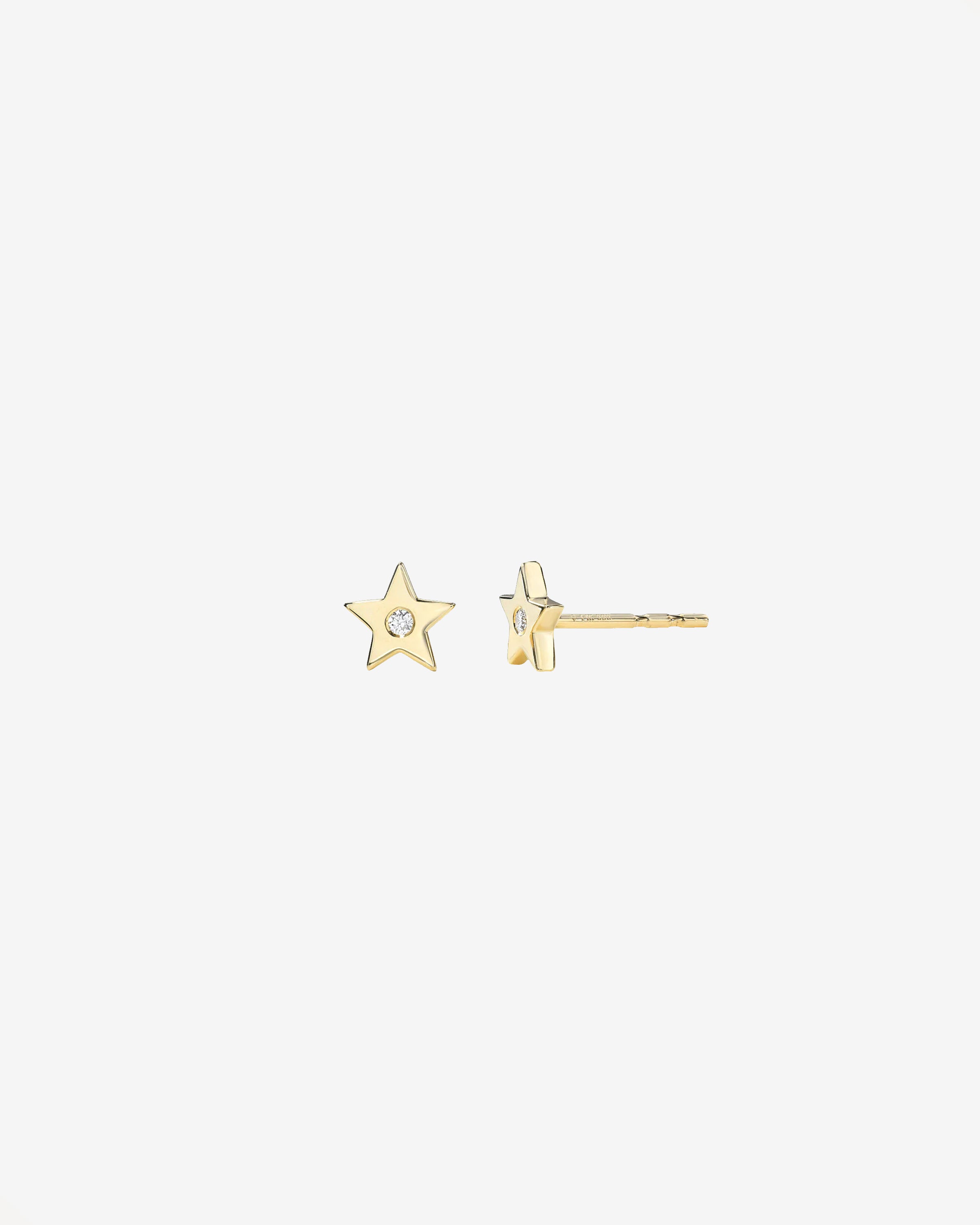 Yellow Gold Diamond Star Stud Earring - Single SAMPLE SALE Zoe Lev Jewelry