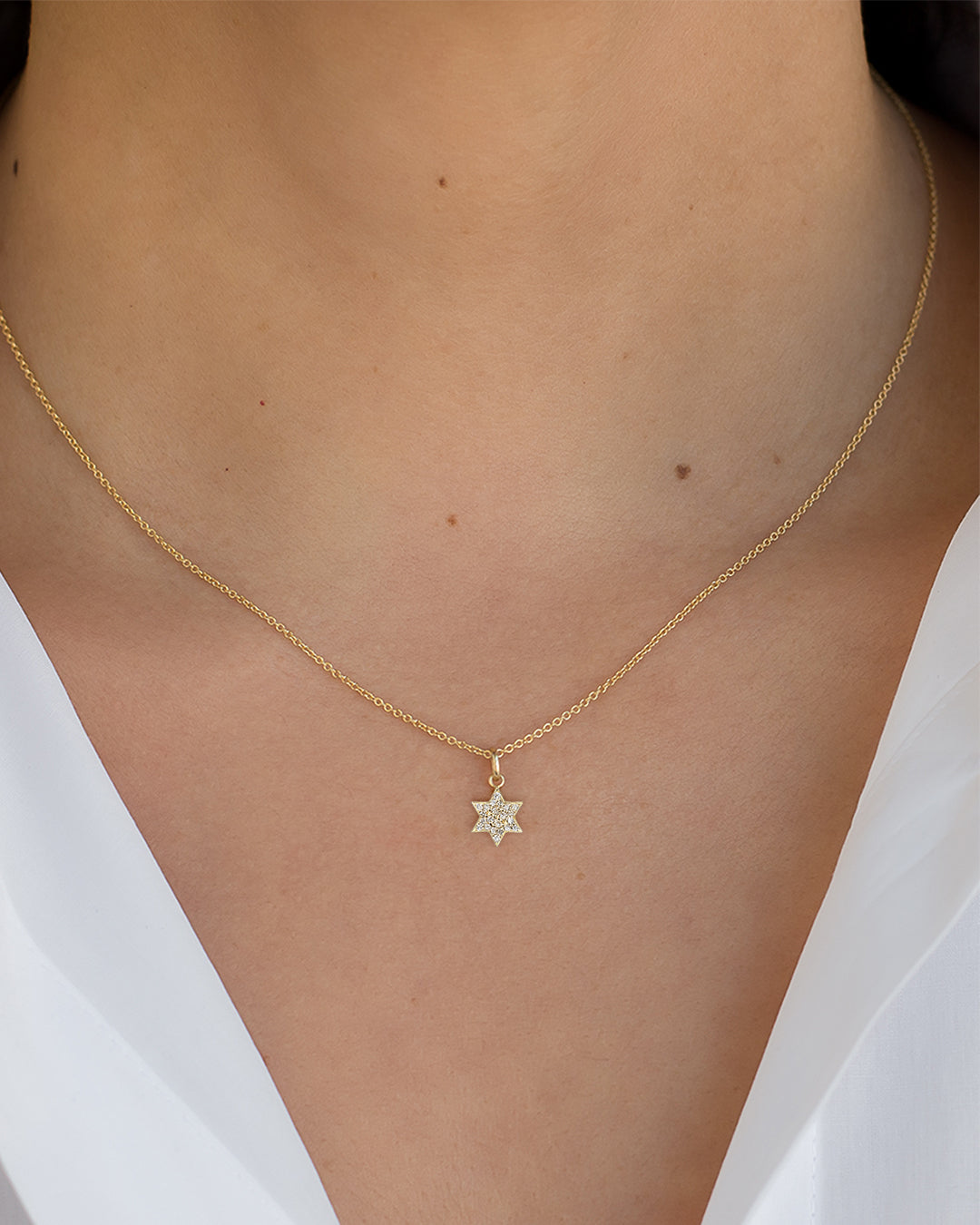 Small diamond star of david necklace Outlet