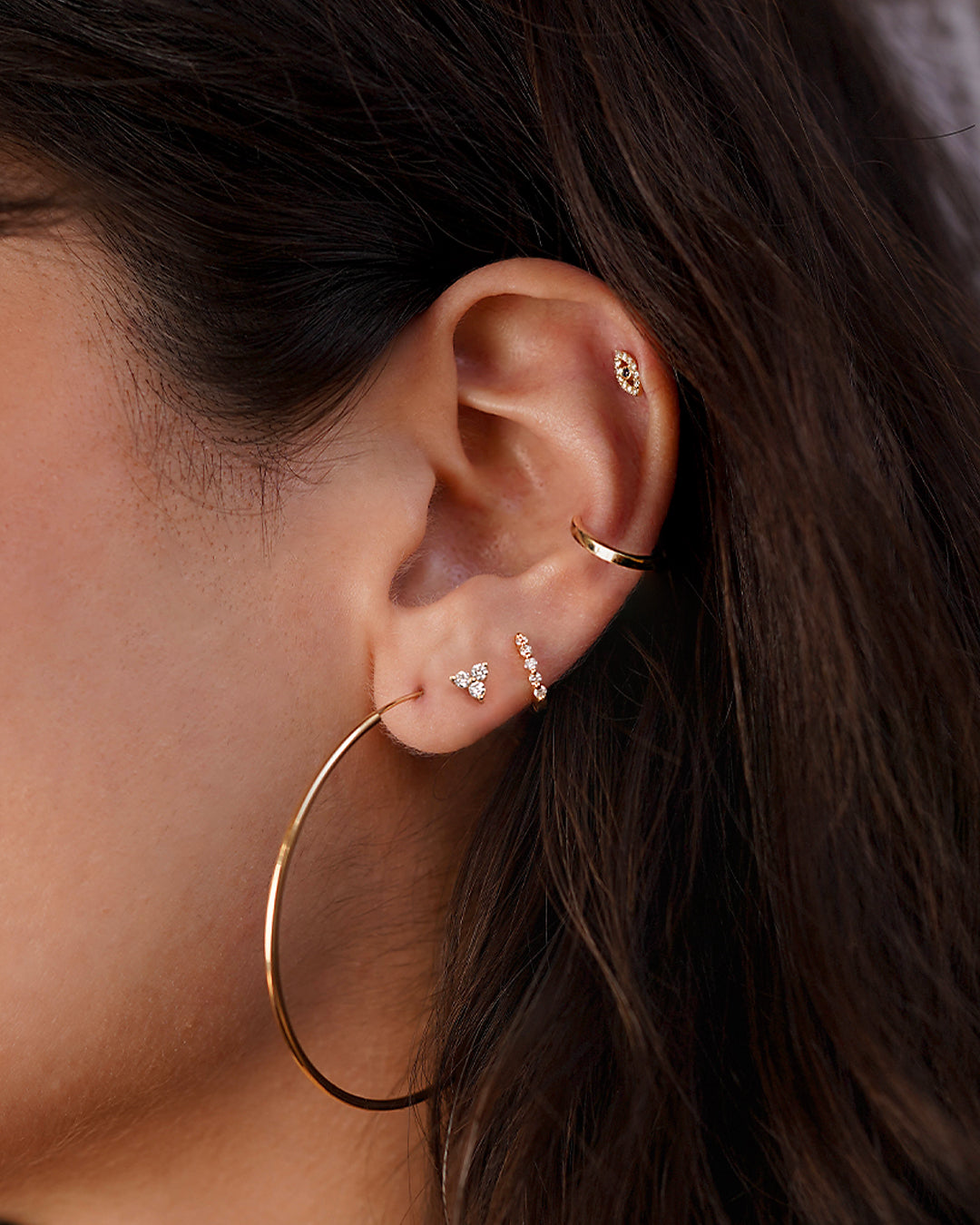 Diamond Trio Stud Earrings Zoe Lev Jewelry