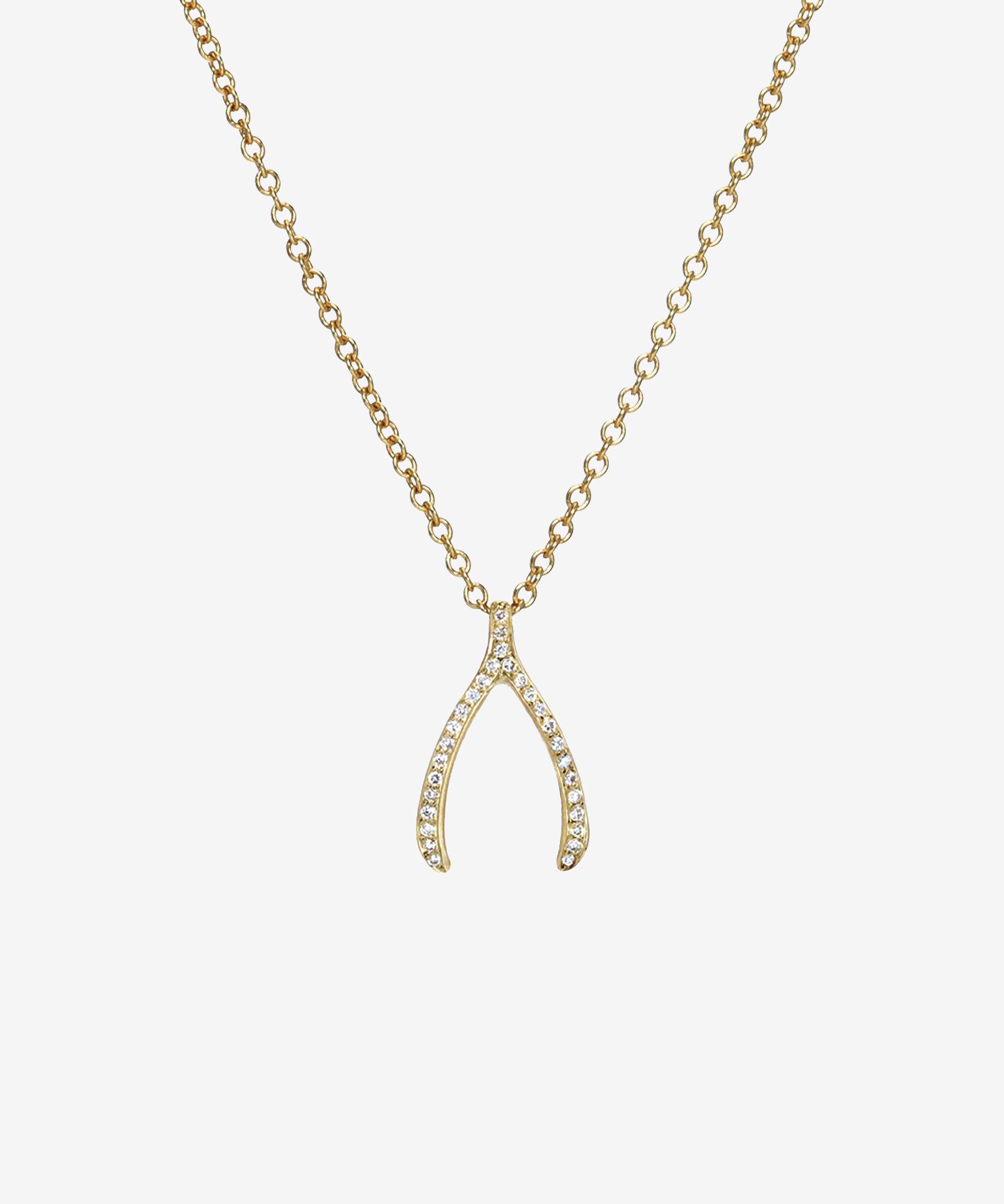 Diamond Wishbone Necklace Zoe Lev Jewelry