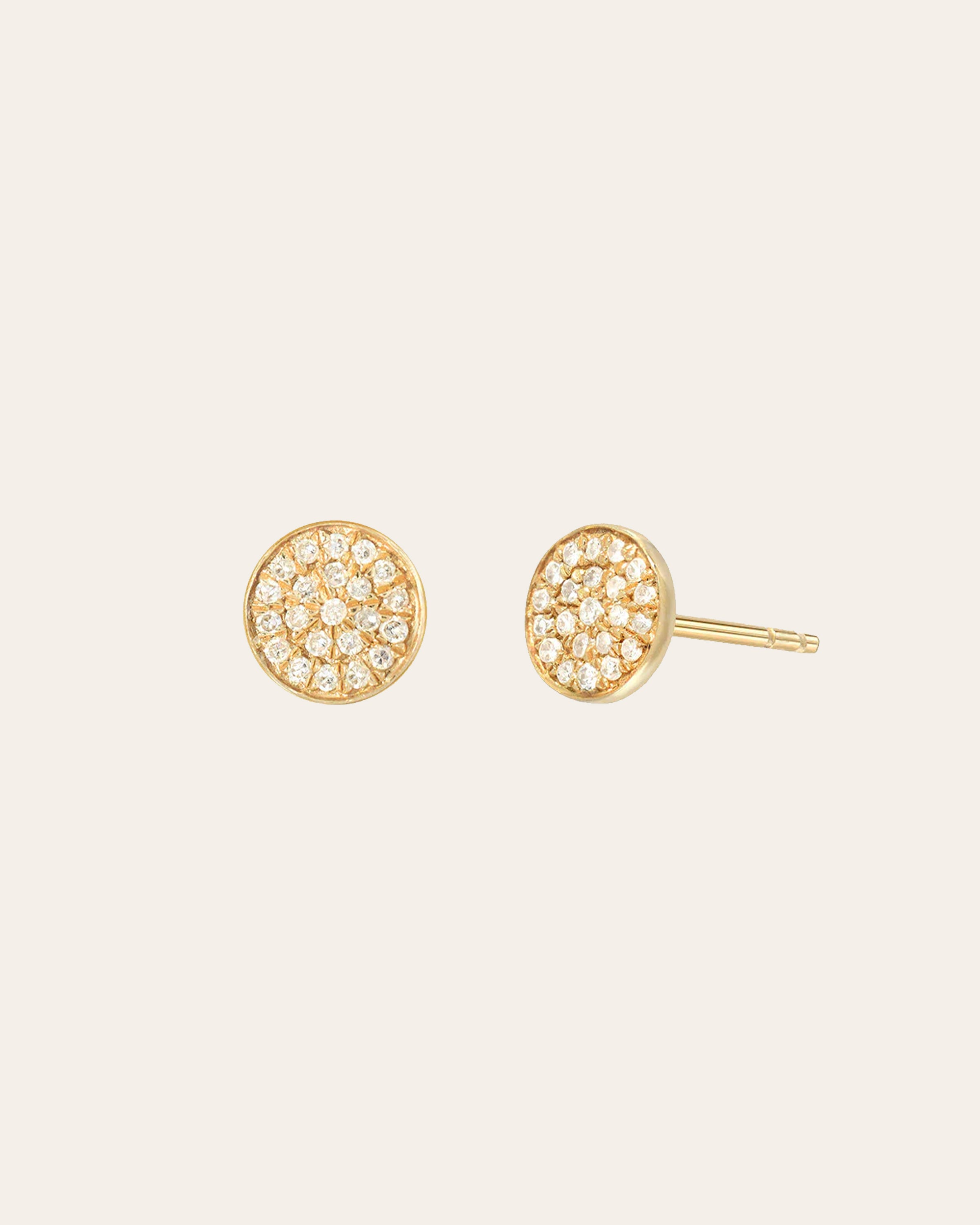 Pave Diamond Disc Stud Earring - Single SAMPLE SALE Zoe Lev Jewelry