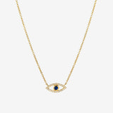Diamond & Sapphire Evil Eye Necklace