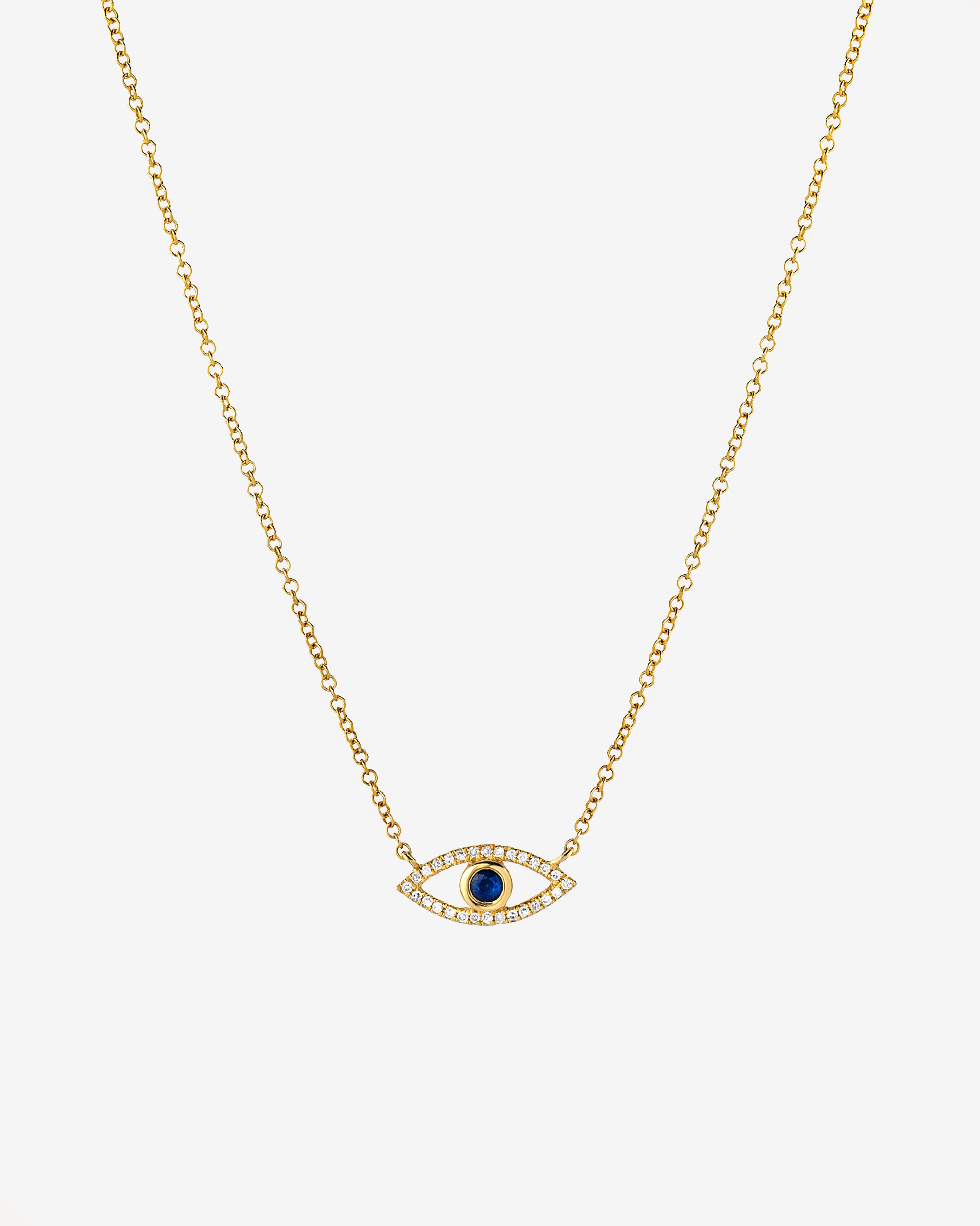 Diamond & Sapphire Evil Eye Necklace Zoe Lev Jewelry