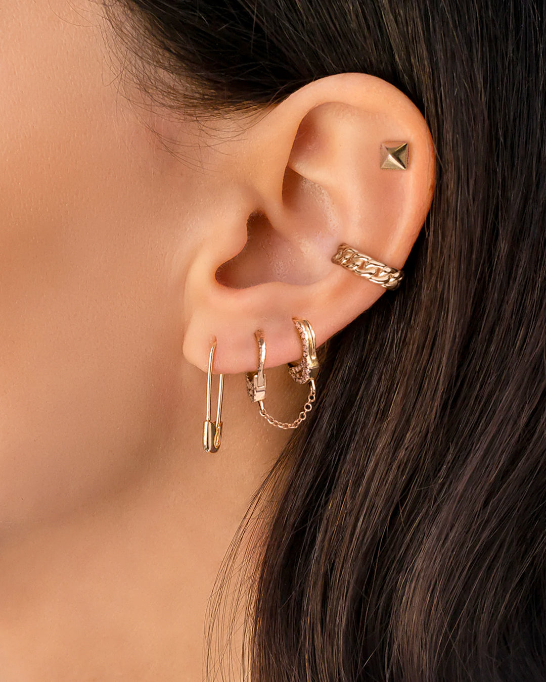 14k Gold Pyramid Stud Earrings