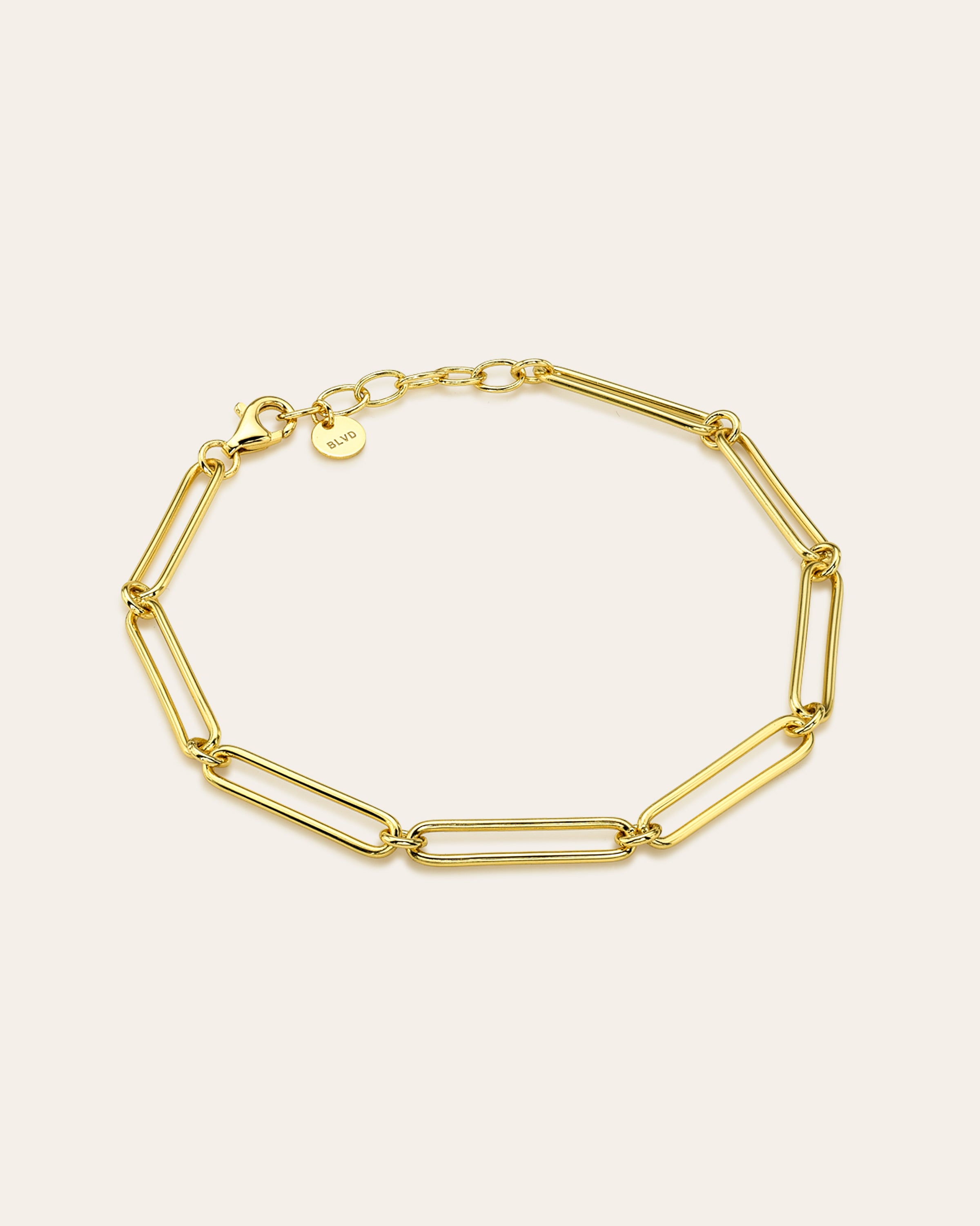 Elongated Paper Clip Chain Bracelet Vermeil Zoe Lev Jewelry