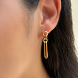 14k Gold Elongated Paper Clip Stud Earrings Zoe Lev Jewelry