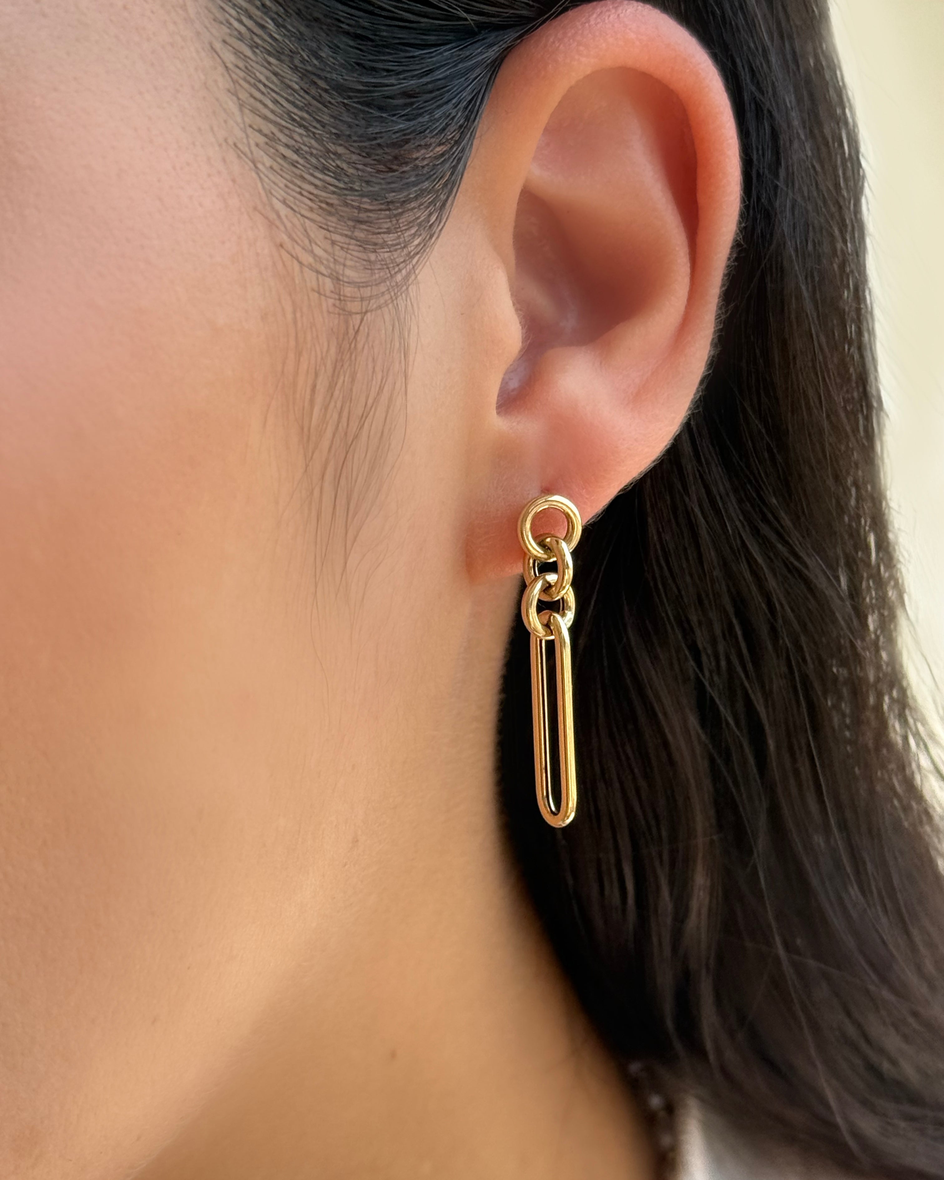 14k Gold Elongated Paper Clip Stud Earrings – Zoe Lev Jewelry