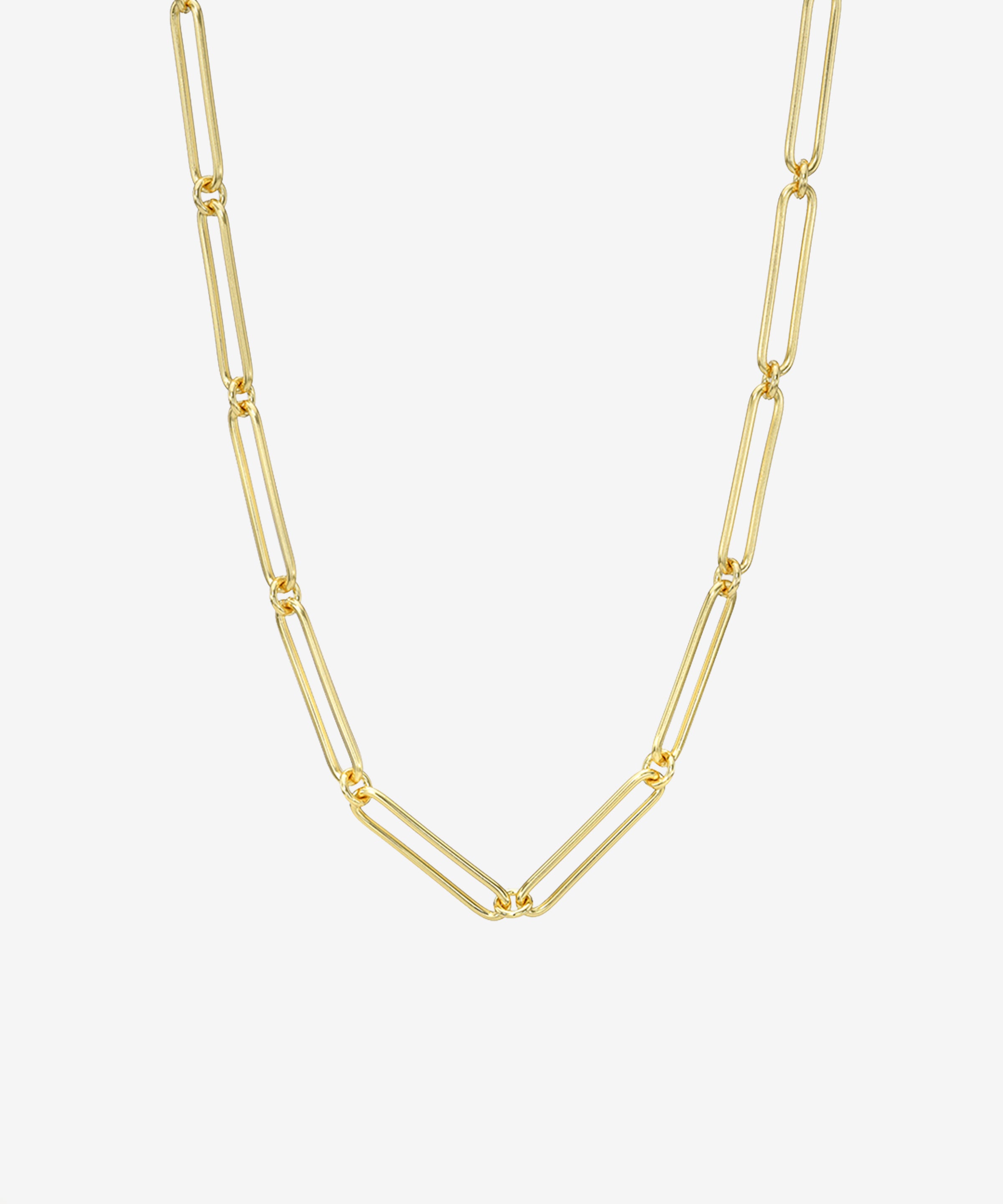 Elongated Paper Clip Chain Necklace Vermeil Zoe Lev Jewelry