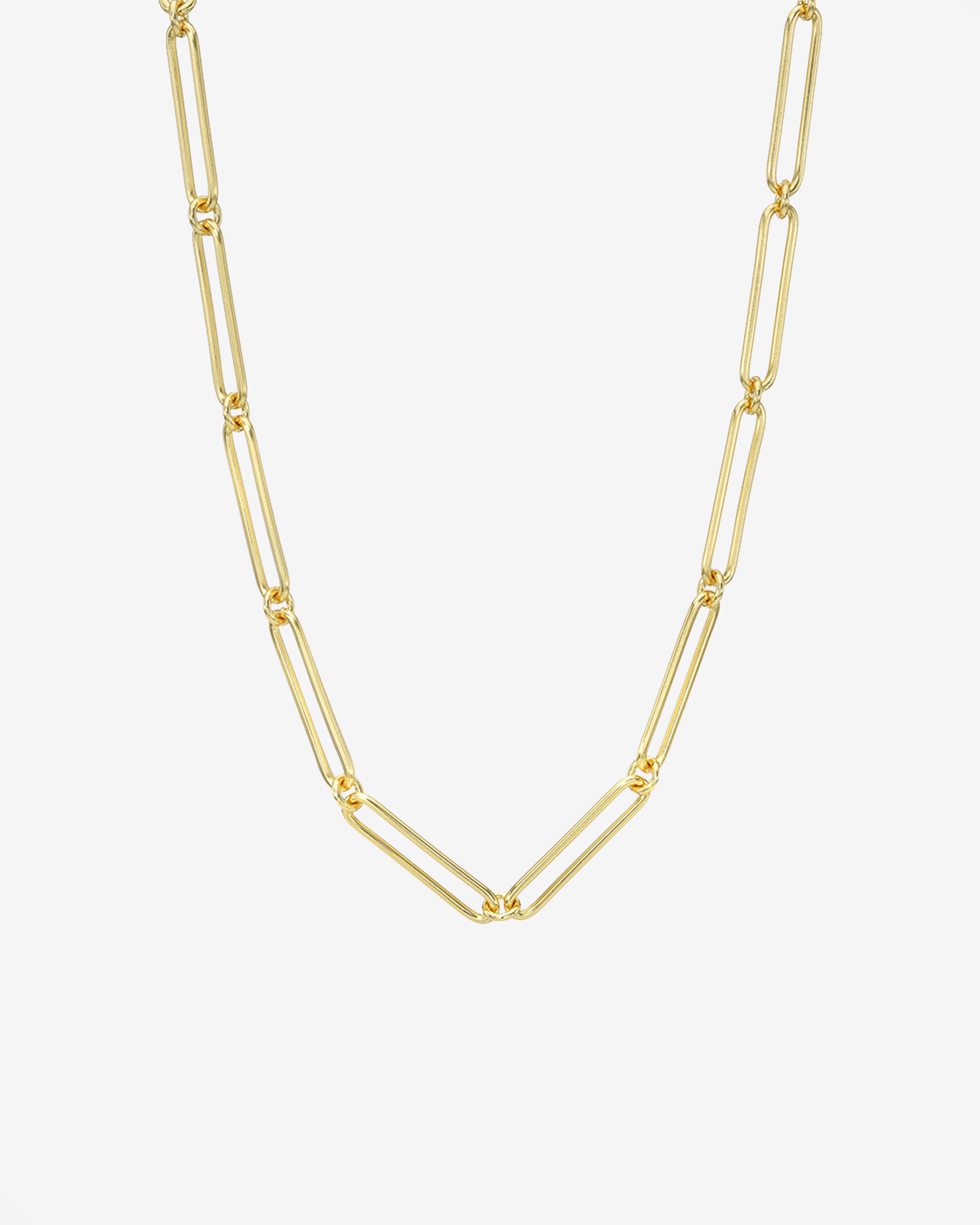 Elongated Paper Clip Chain Necklace Vermeil Zoe Lev Jewelry
