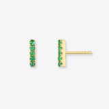 Emerald Bar Stud Earrings Zoe Lev Jewelry