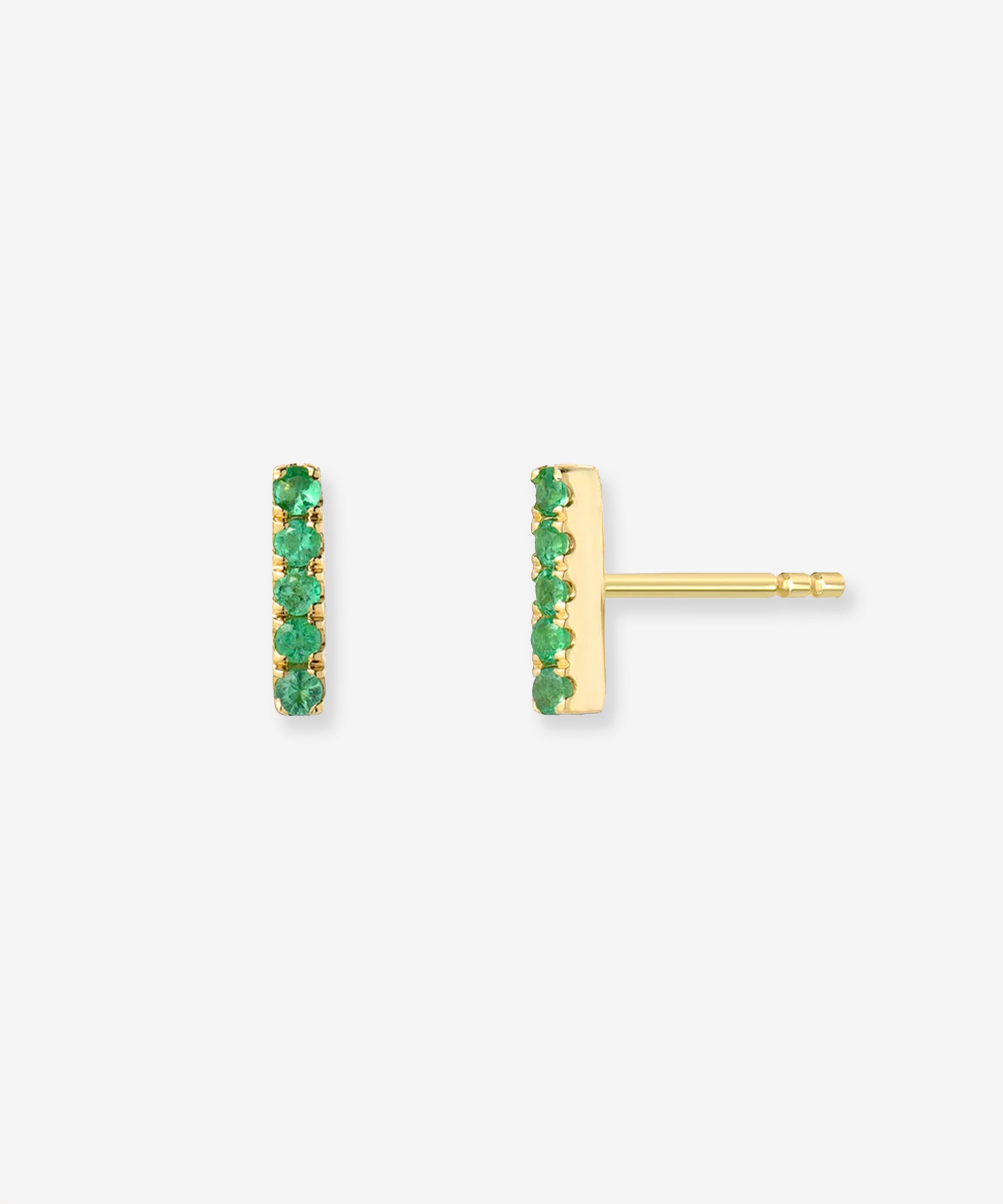 Emerald Bar Stud Earrings Zoe Lev Jewelry
