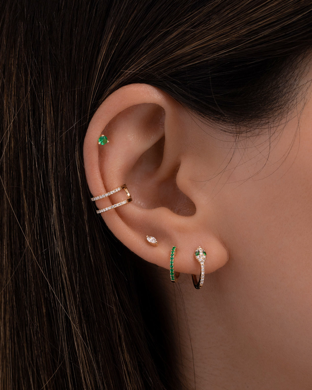 Emerald Huggie Set Bundles Zoe Lev Jewelry