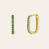 Emerald Oval Hoop Earrings SAMPLE SALE Zoe Lev Jewelry