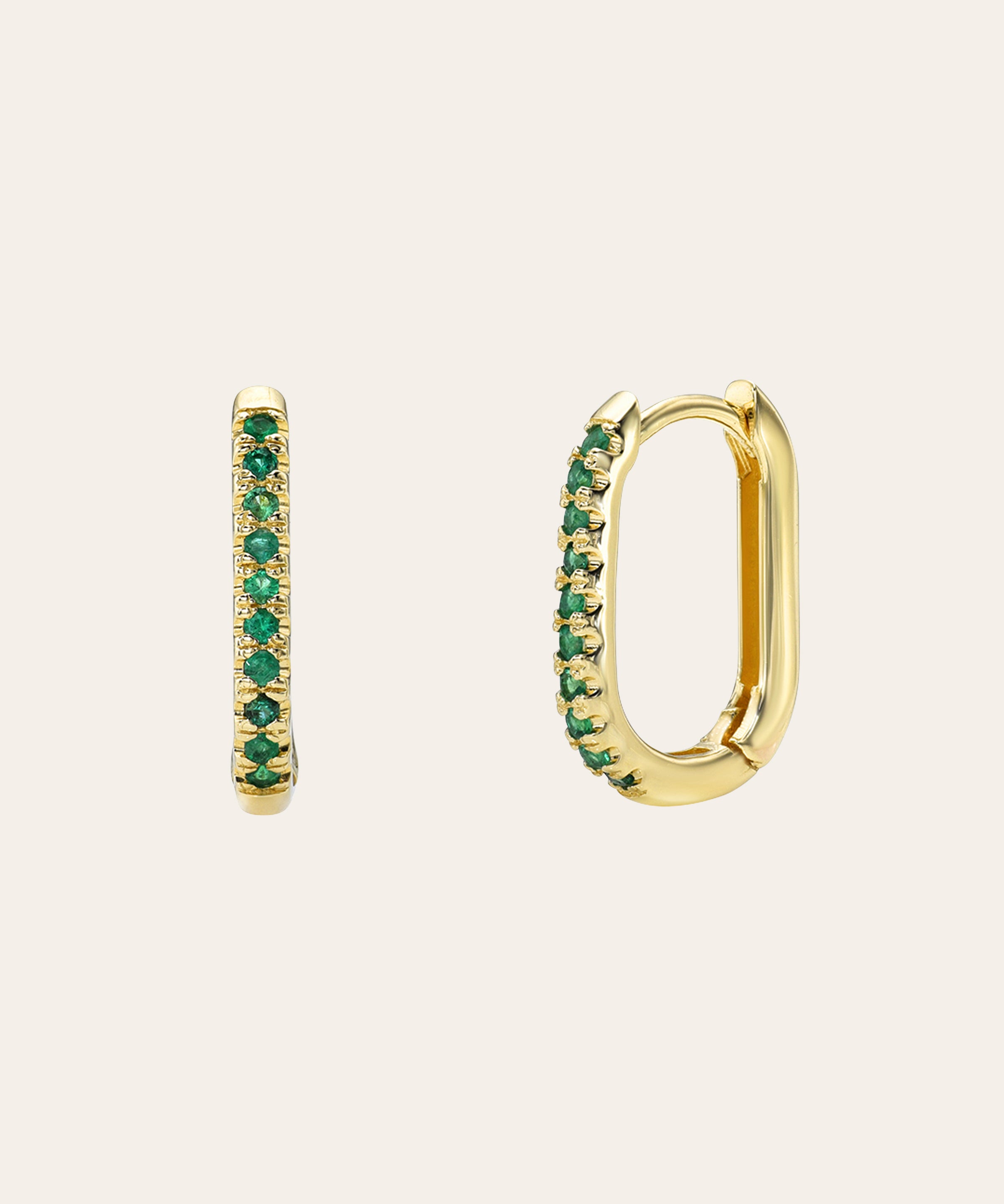 Emerald Oval Hoop Earrings SAMPLE SALE Zoe Lev Jewelry