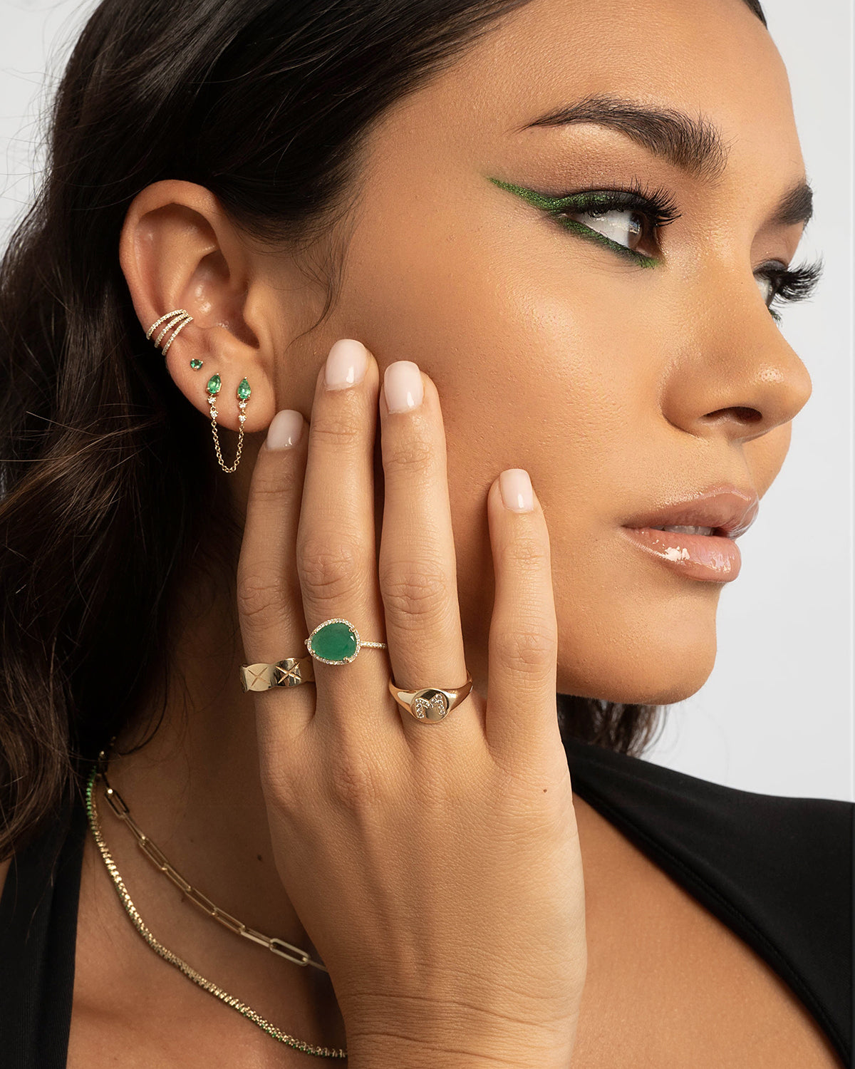Emerald Jewelry Set Rose Gold Emerald Earrings Emerald -  Finland
