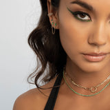 Emerald Pear and Diamond Chain Stud Earring Zoe Lev Jewelry