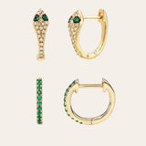 Emerald Huggie Set Bundles Zoe Lev Jewelry