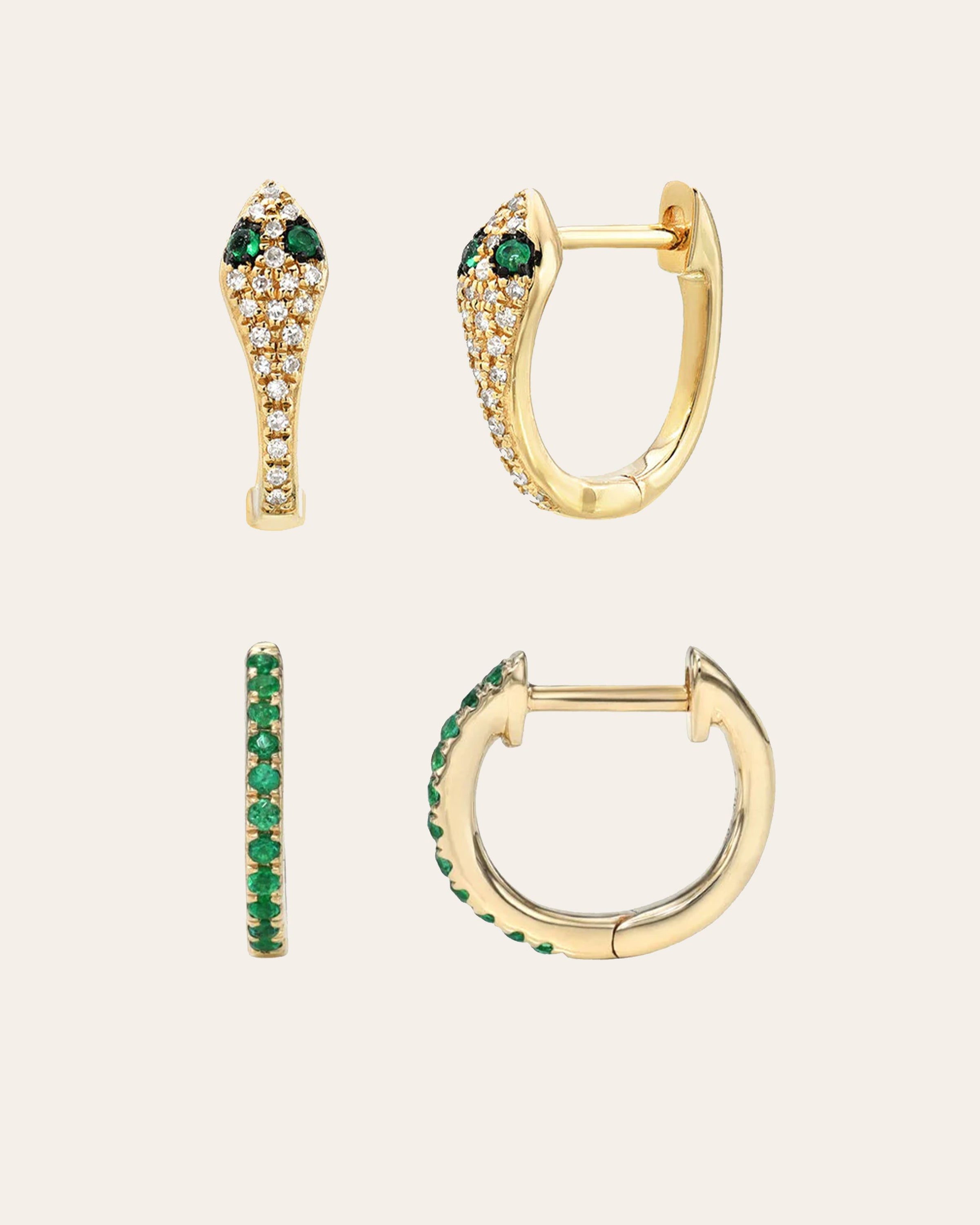 Emerald Huggie Set Bundles Zoe Lev Jewelry