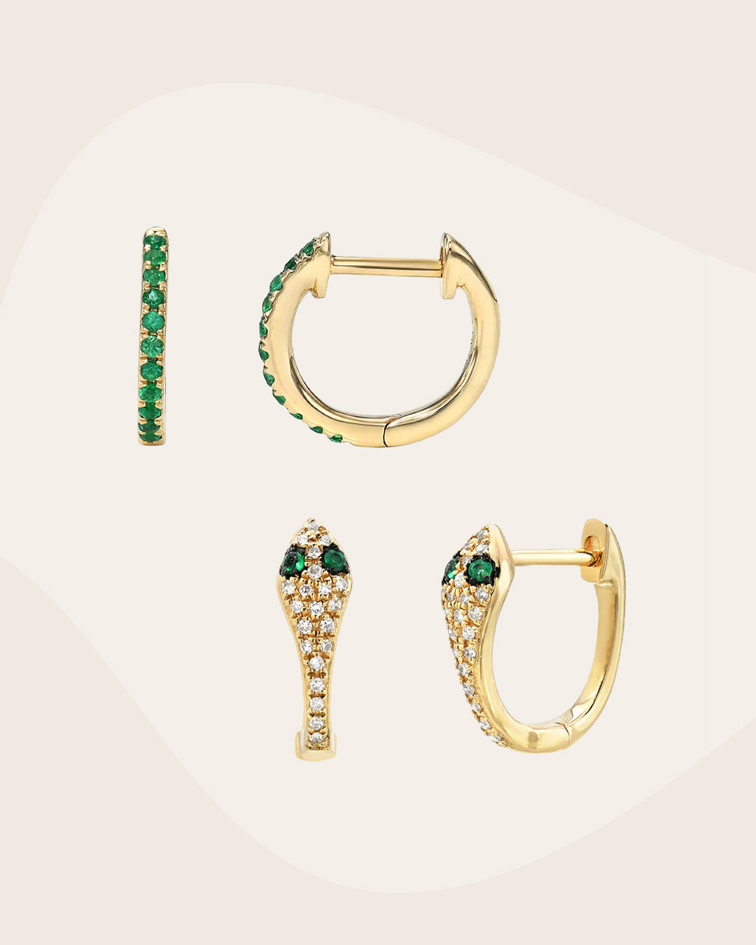 Emerald Huggie Set Bundles Zoe Lev Jewelry