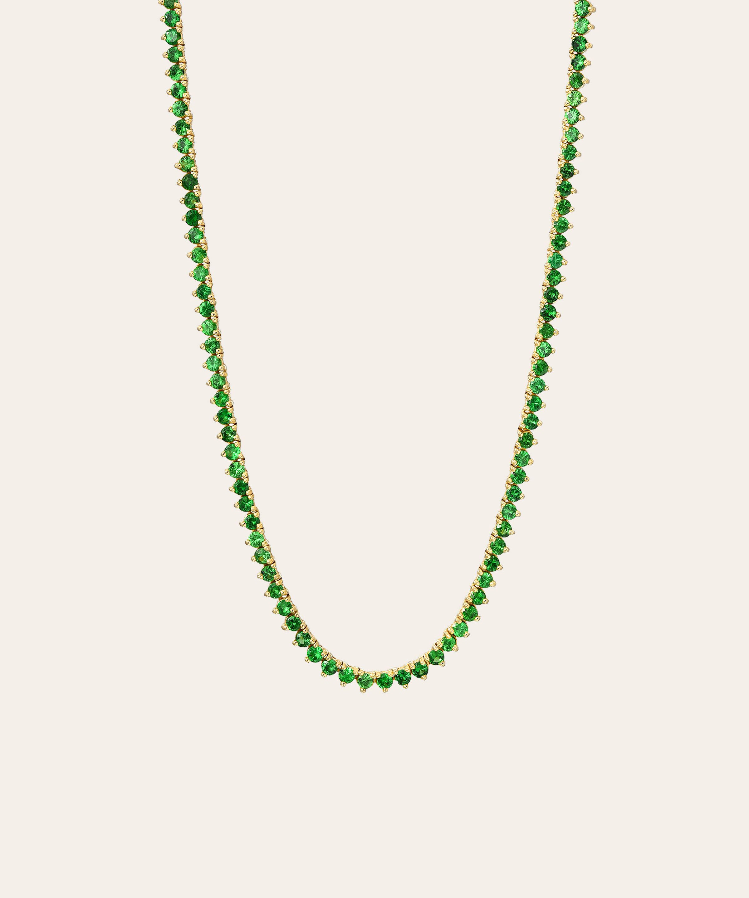 3 Prong Emerald Tennis Necklace Zoe Lev Jewelry