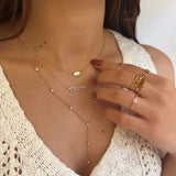 14k Gold Bezel Diamond by the Yard Lariat Necklace Zoe Lev Jewelry