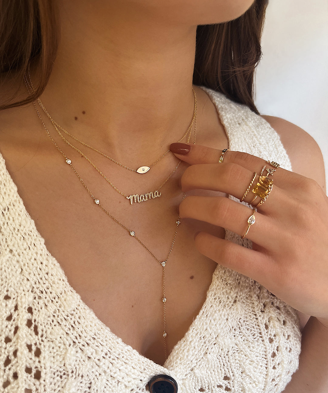 Diamond Evil Eye Necklace Zoe Lev Jewelry