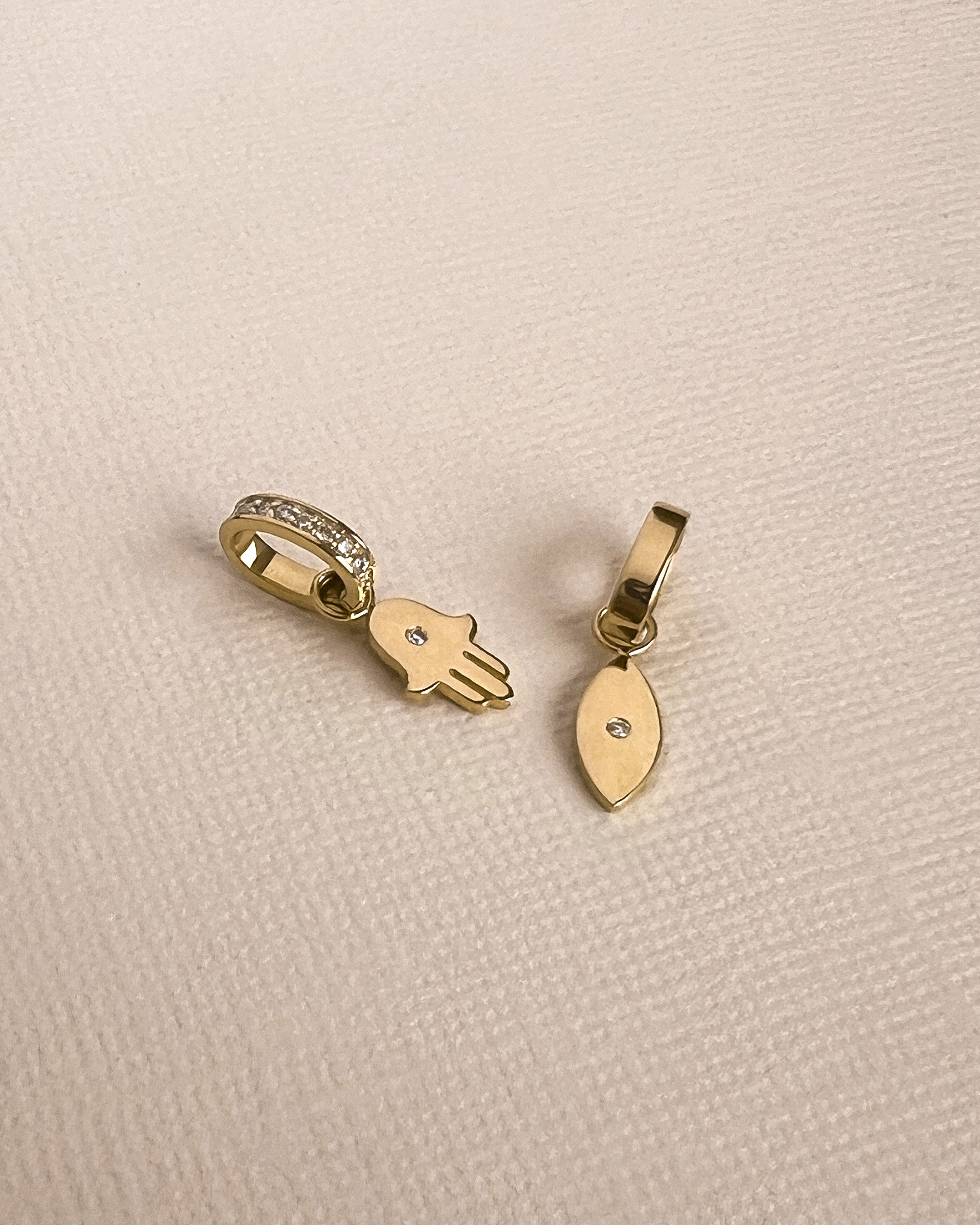 14K Gold Heirloom Charm with Diamond Evil Eye SAMPLE SALE Zoe Lev Jewelry