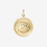 14k Gold Diamond Eye Medallion Pendant Zoe Lev Jewelry