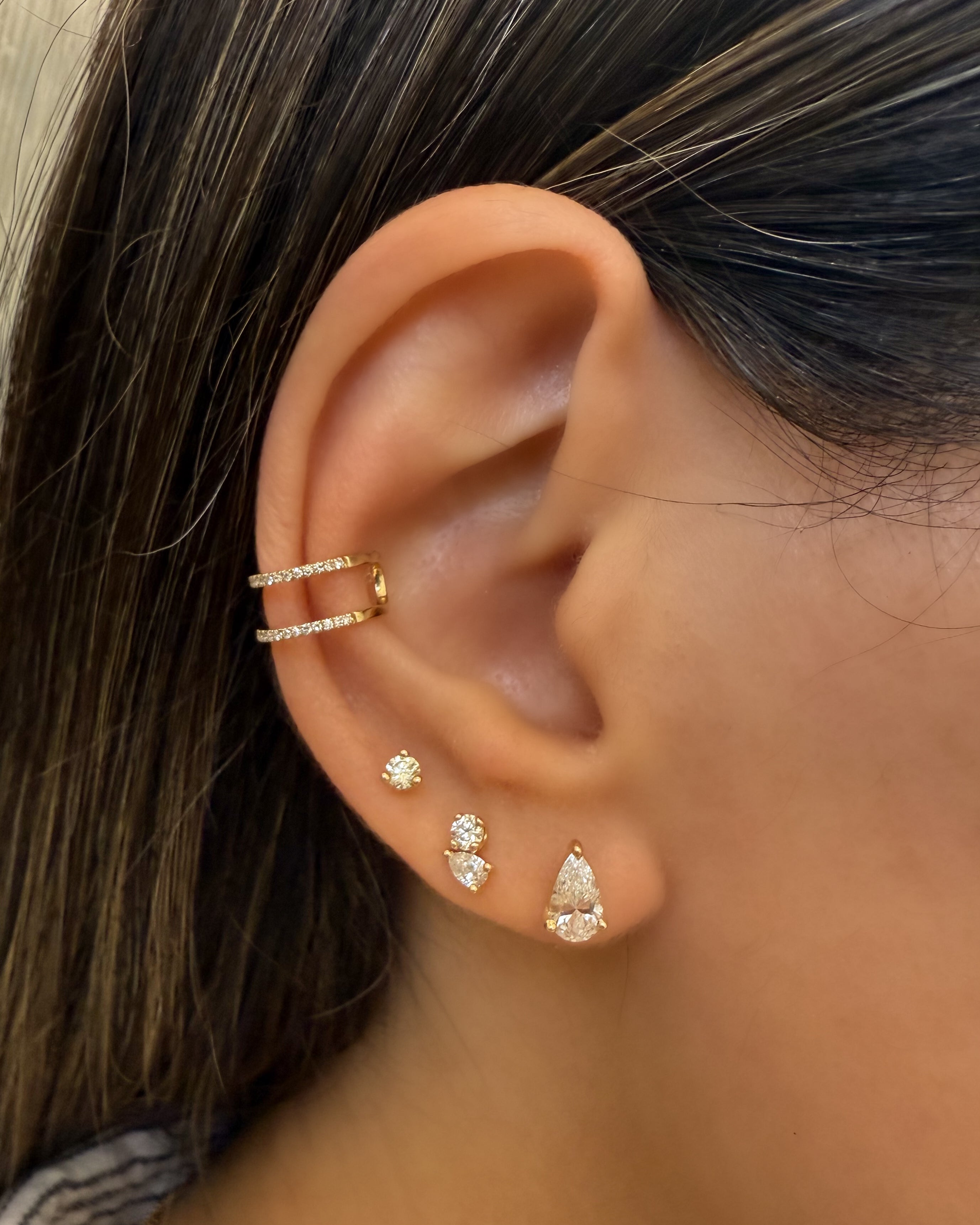 Lab Diamond Pear 3 Prong Stud Earrings Studs Zoe Lev Jewelry