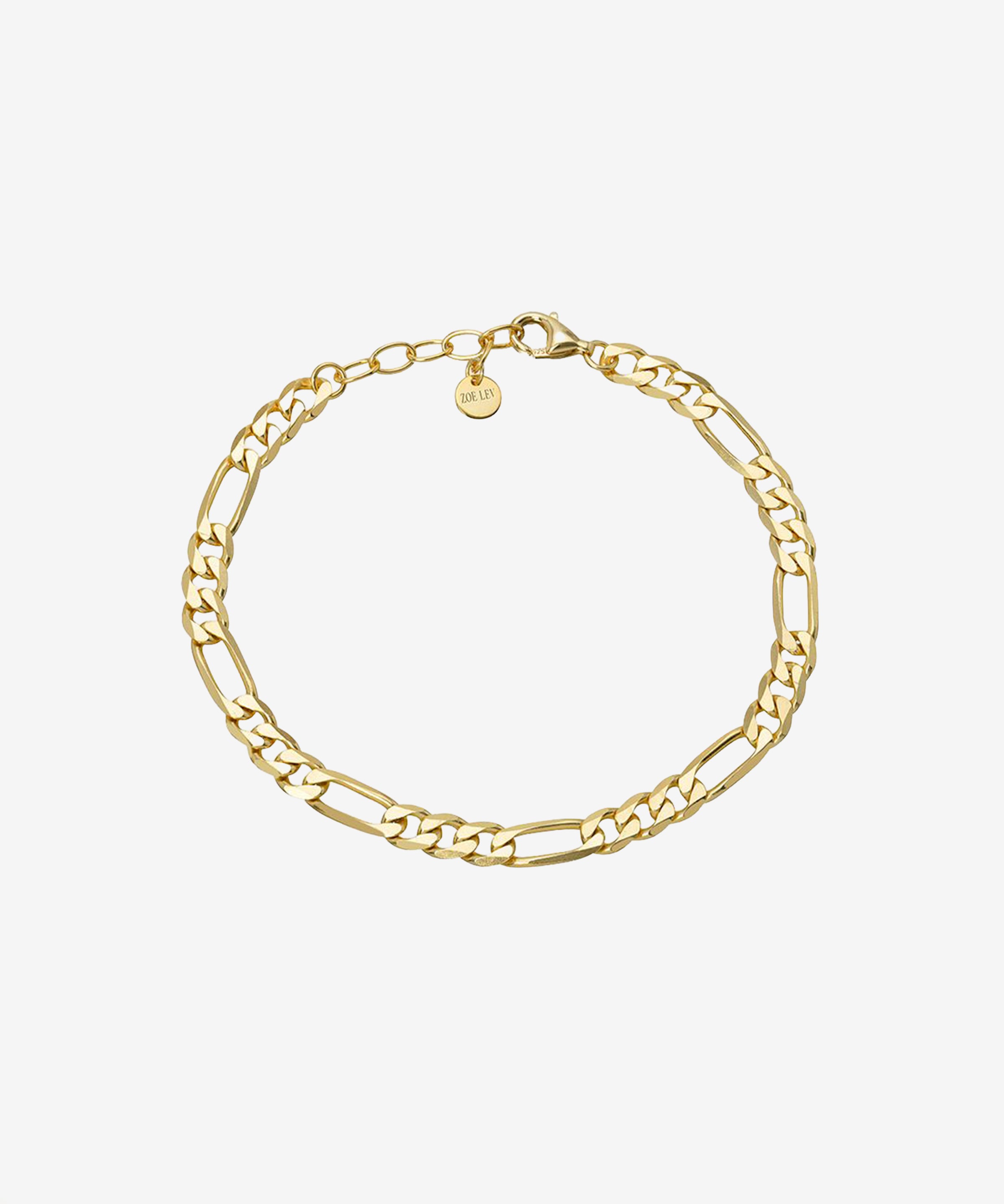 Figaro Chain Bracelet Vermeil Zoe Lev Jewelry