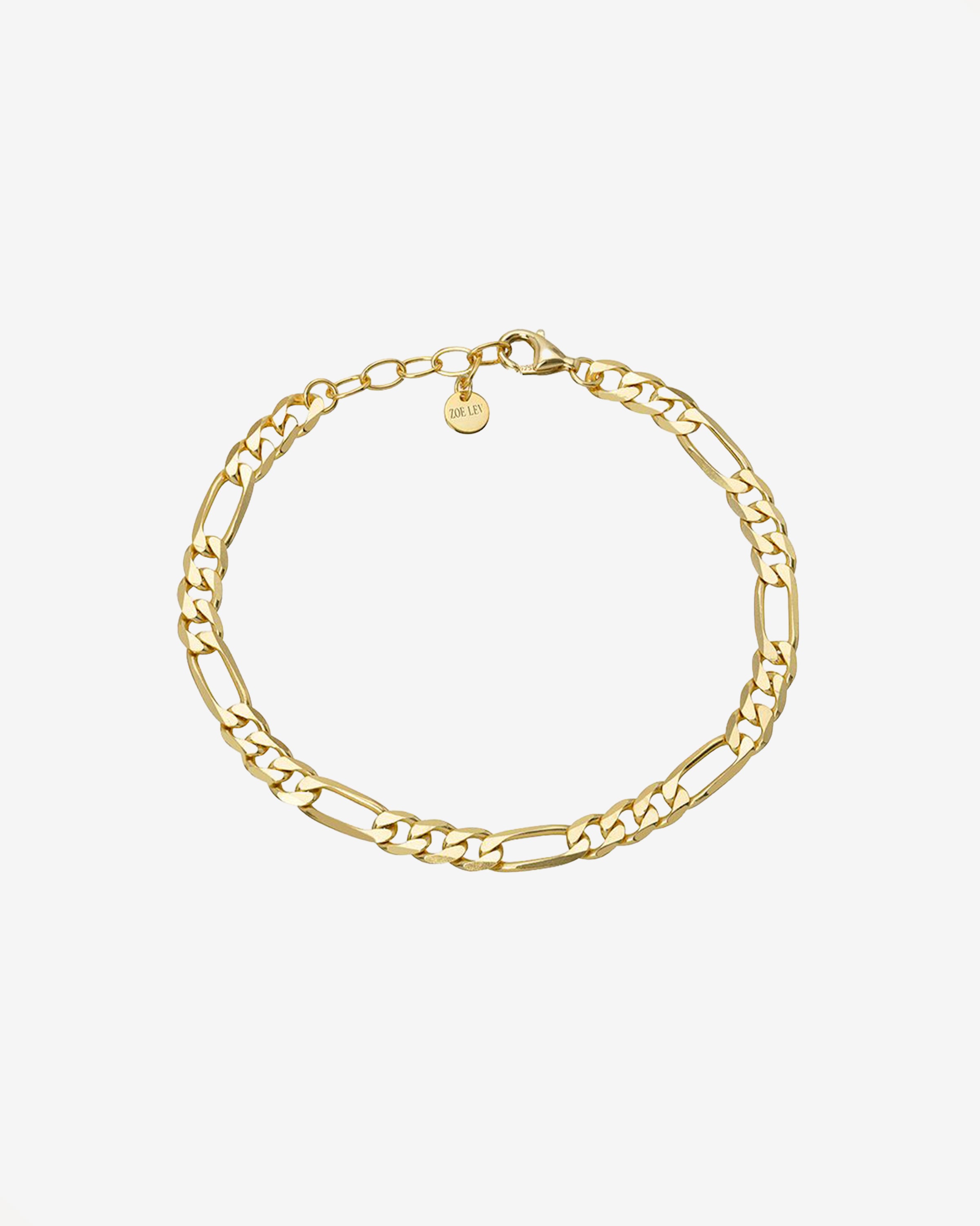 Figaro Chain Bracelet Vermeil Zoe Lev Jewelry