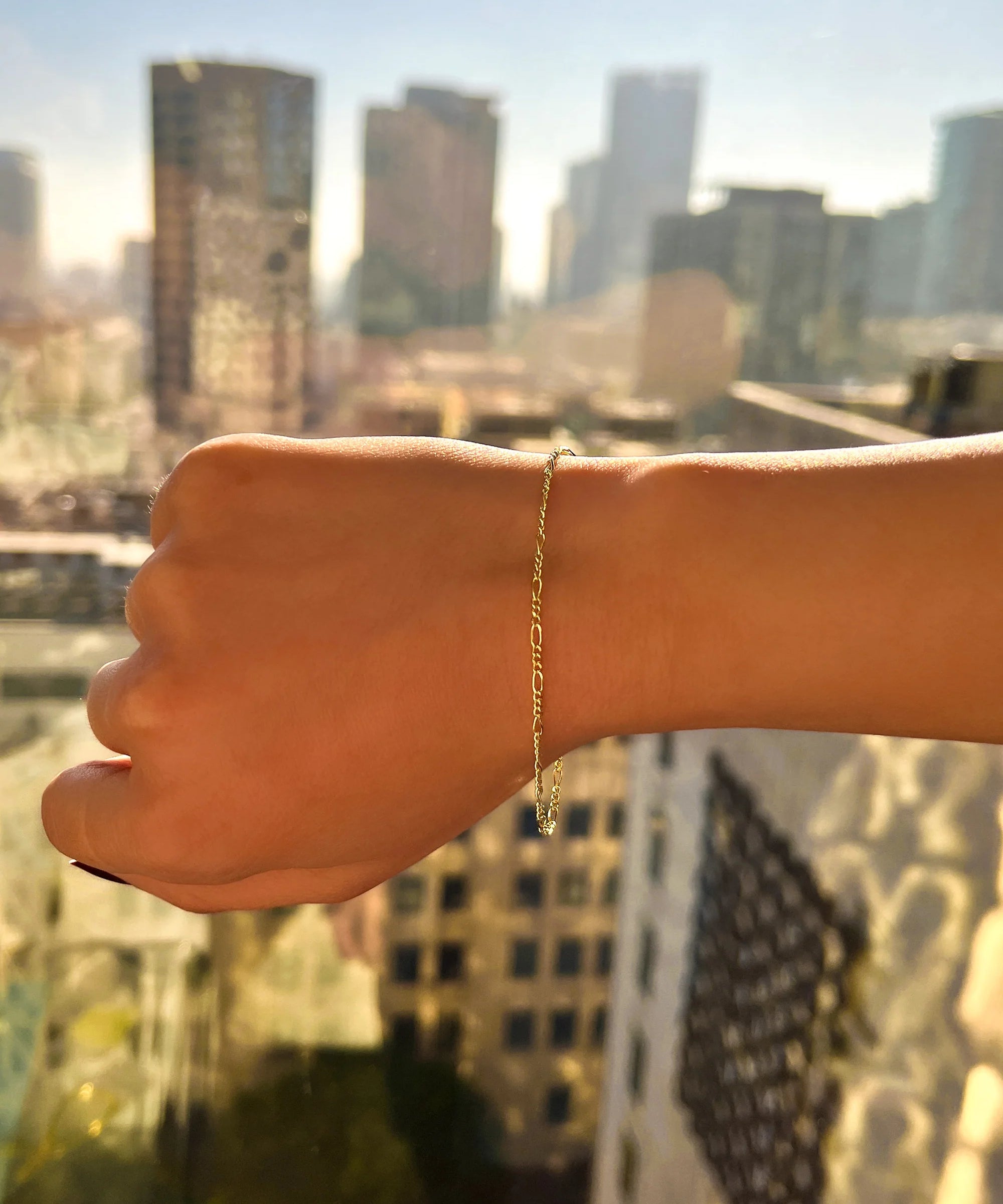 Mini Figaro Chain Bracelet Vermeil Zoe Lev Jewelry