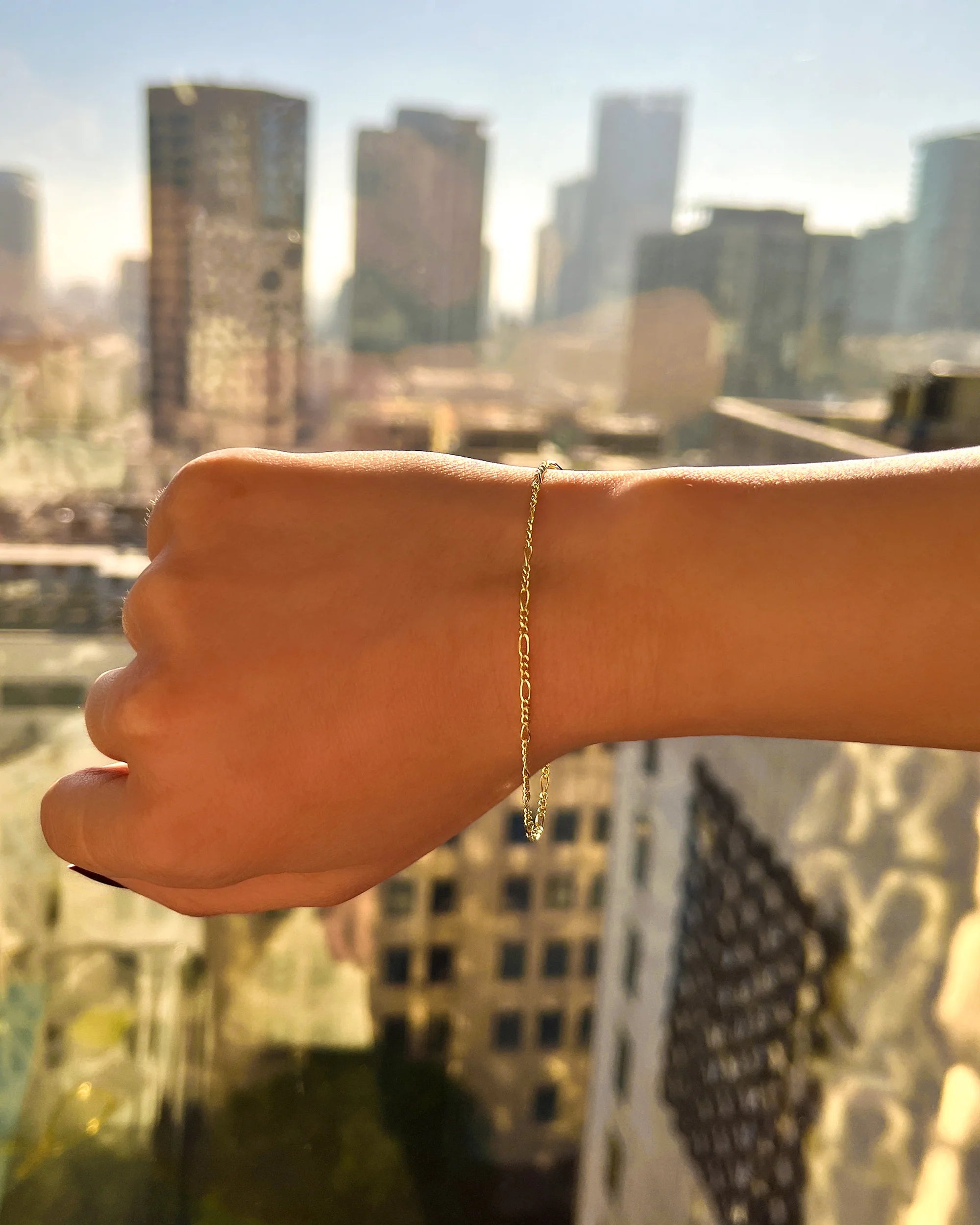 Mini Figaro Chain Bracelet Vermeil Zoe Lev Jewelry