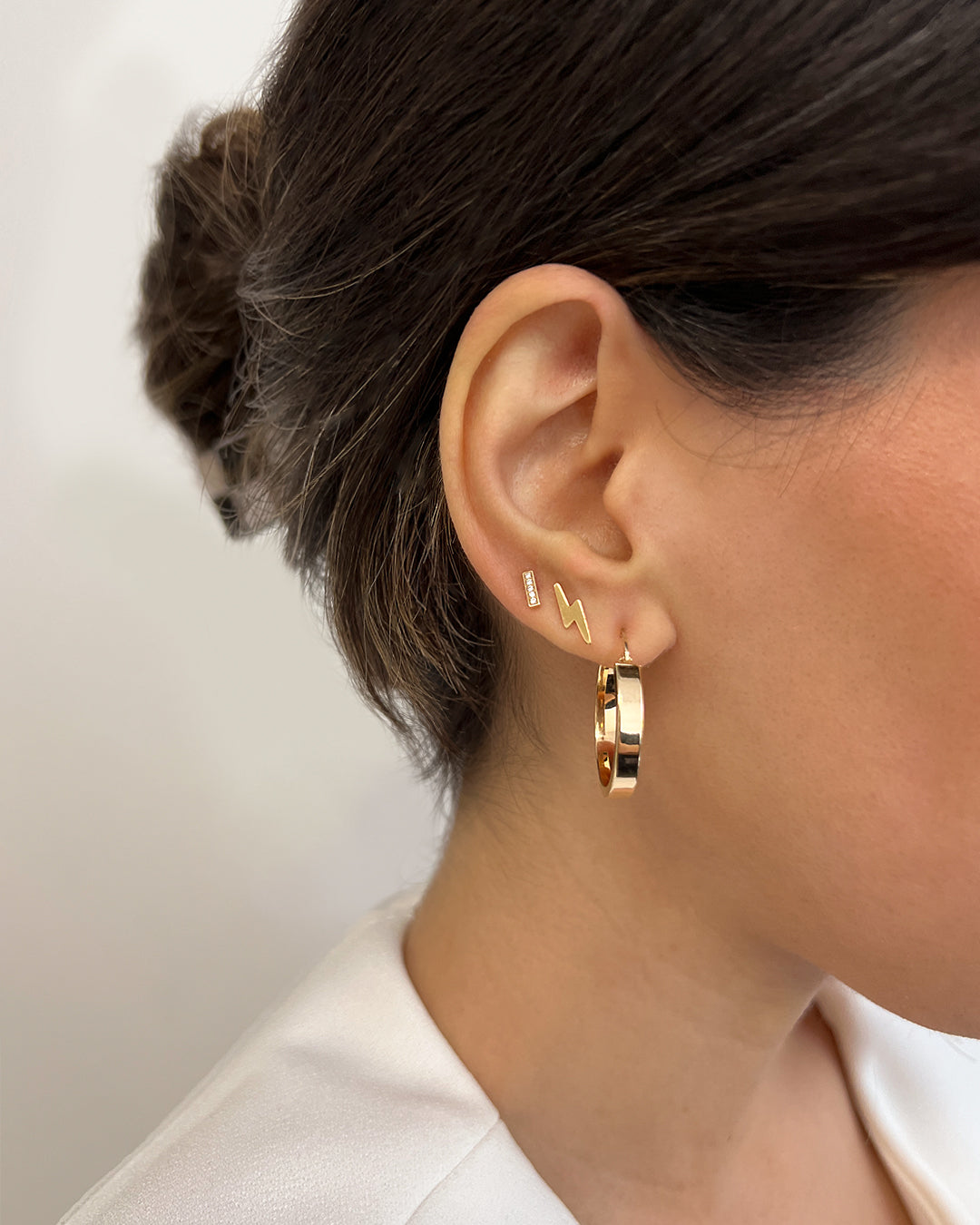 14k Gold Large Flat Hoop Earrings Hoops & Huggies Zoe Lev Jewelry