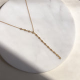 14k Gold Bezel Diamond Segment Lariat Necklace SAMPLE SALE Zoe Lev Jewelry