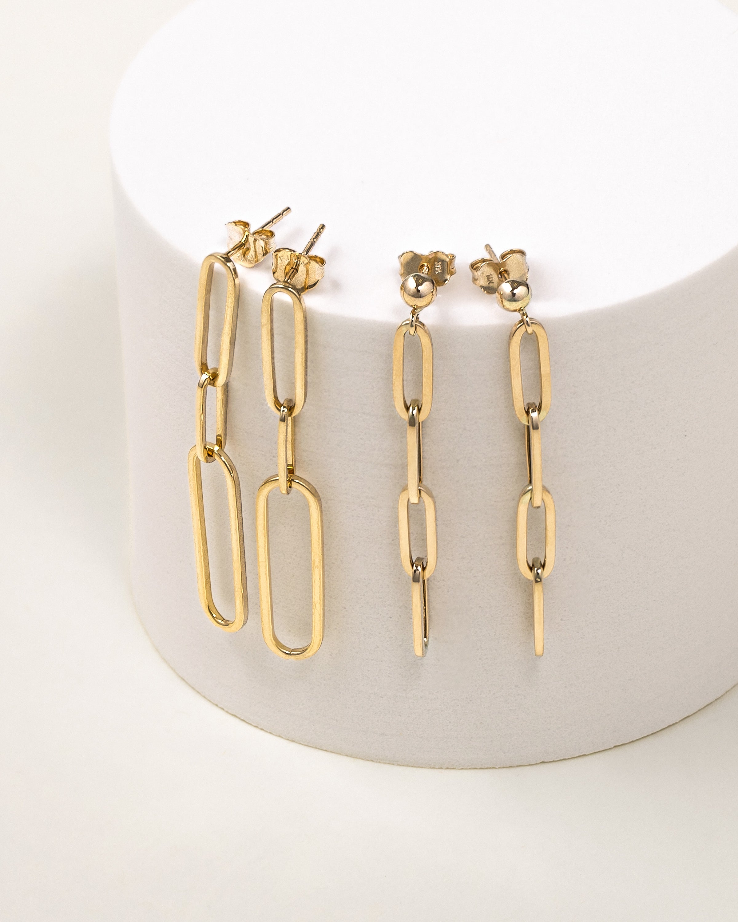 14K Gold Paper Clip Chain Stud Earrings Studs Zoe Lev Jewelry