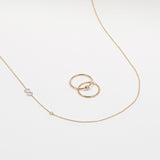 Diamond Asymmetrical Initial and Bezel Necklace Personalized Zoe Lev Jewelry