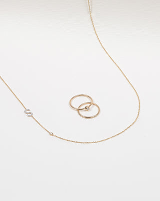 Diamond Asymmetrical Initial and Bezel Necklace