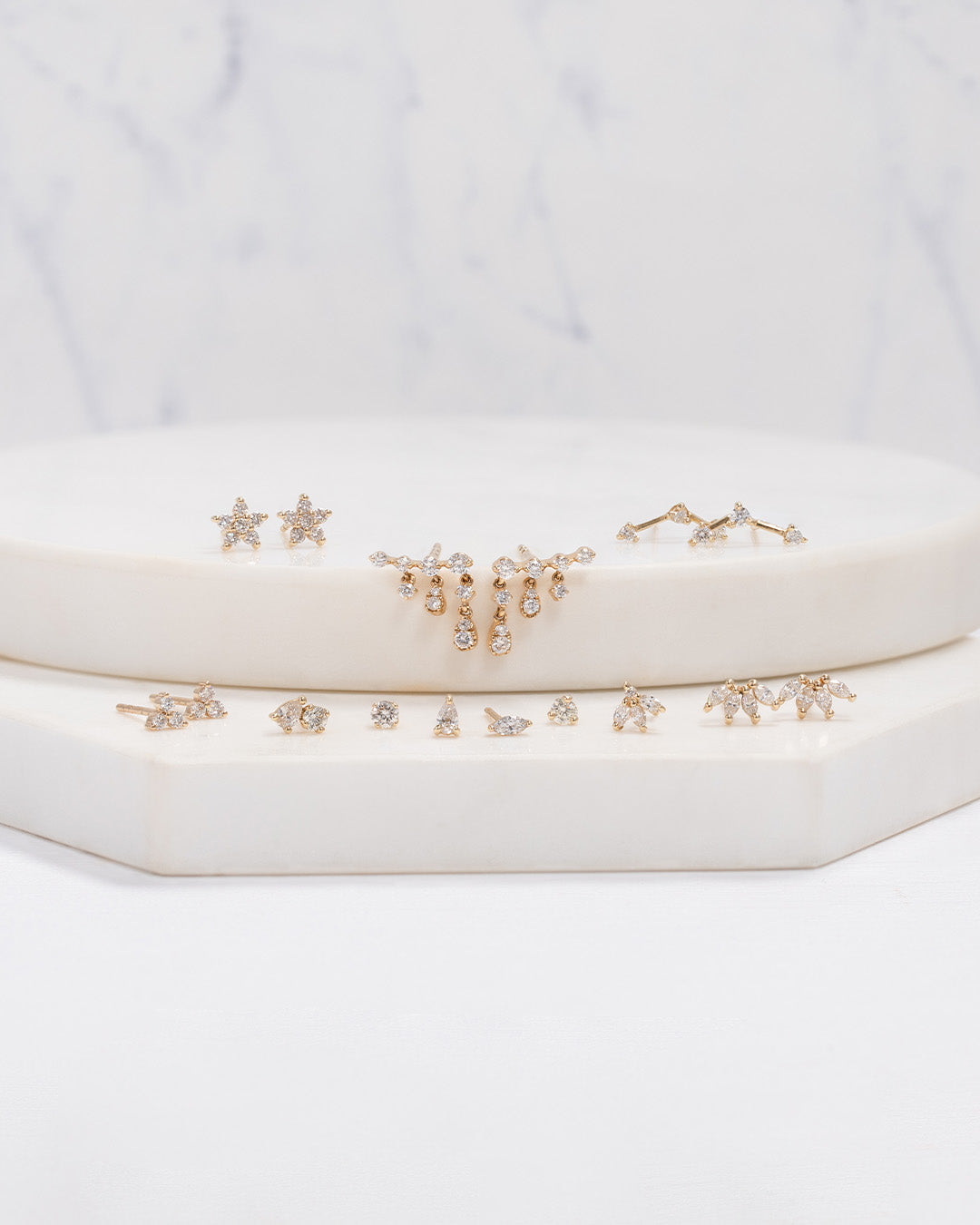 Prong Diamond Drop Chain Stud Earrings Zoe Lev Jewelry