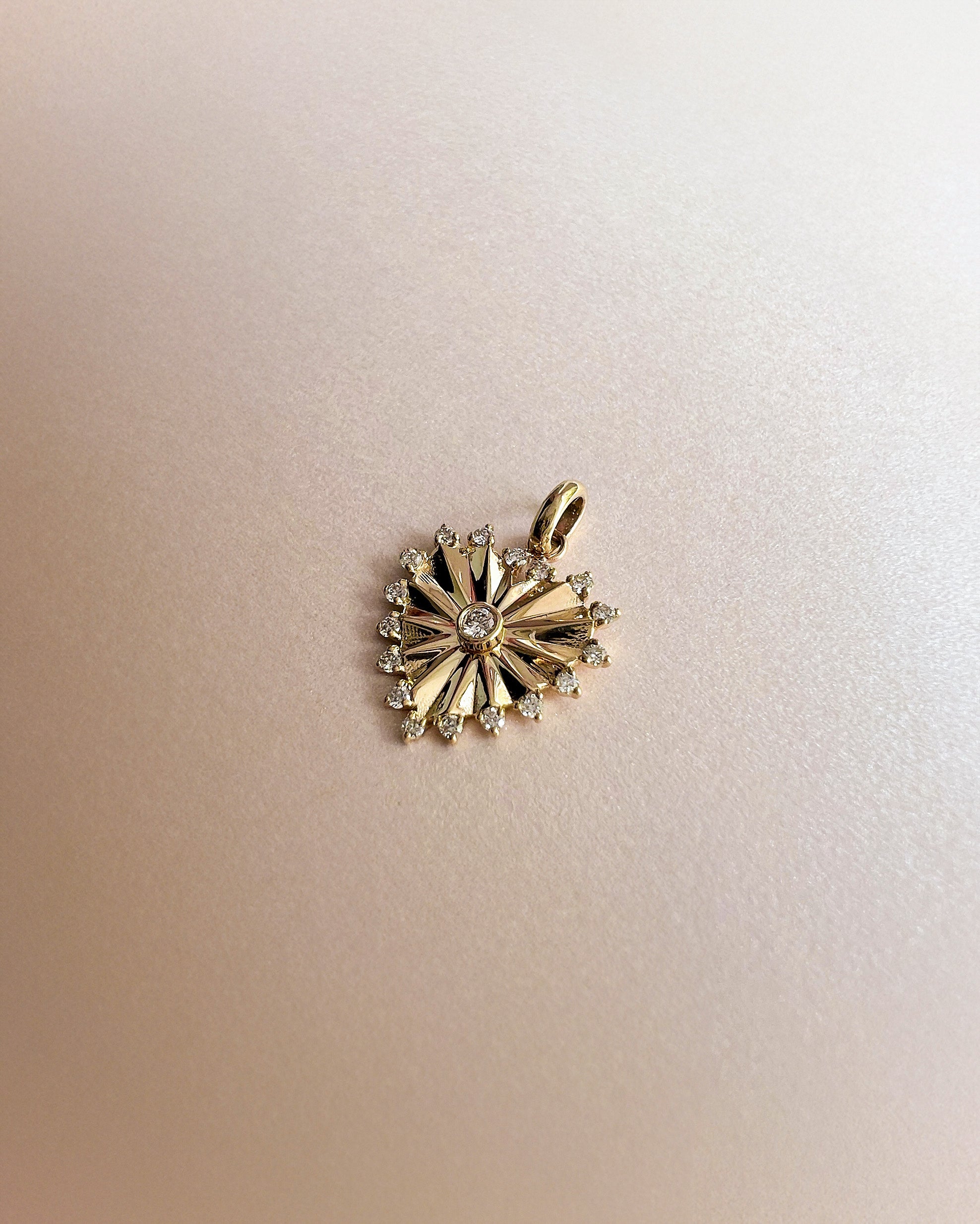 Diamond Framed Small Pleated Heart Pendant Zoe Lev Jewelry