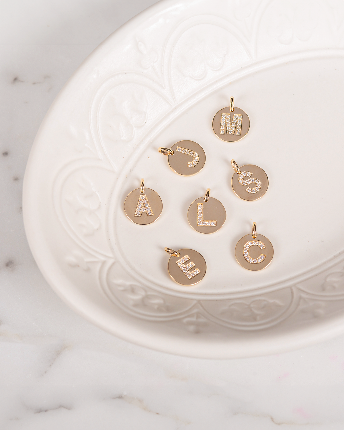 Diamond Initial Small Disc Pendant Personalized Zoe Lev Jewelry